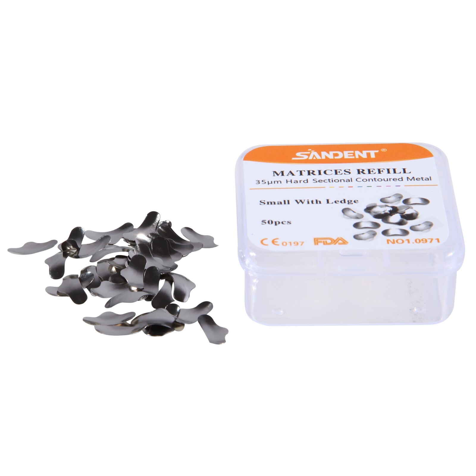 50 Pcs Dental Sectional Contoured Metal Matrices Refill Matrix Band Ledge Small
