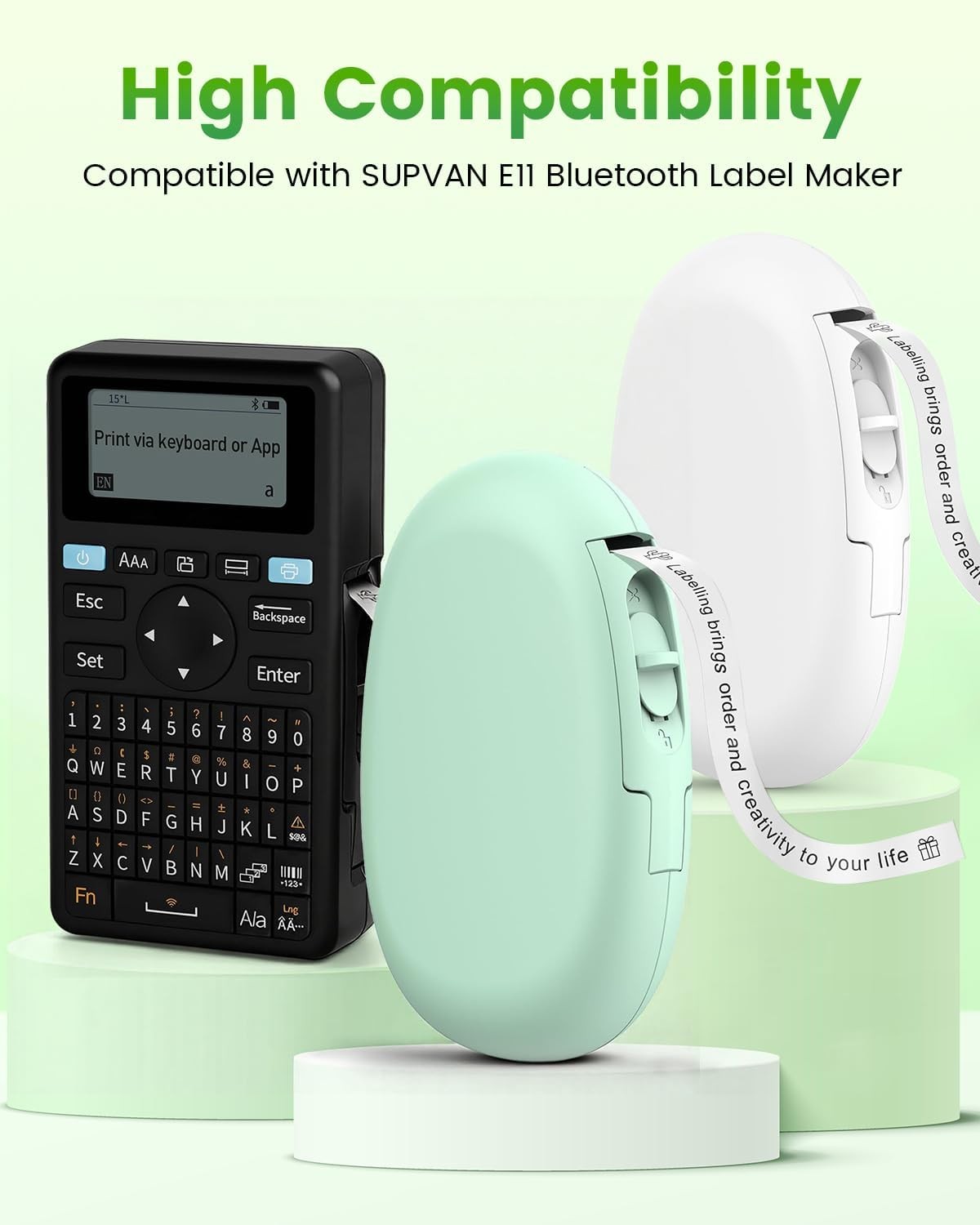 3 Rolls For SUPVAN E10 E11 Bluetooth Label Maker Tape (15mmx6m) White
