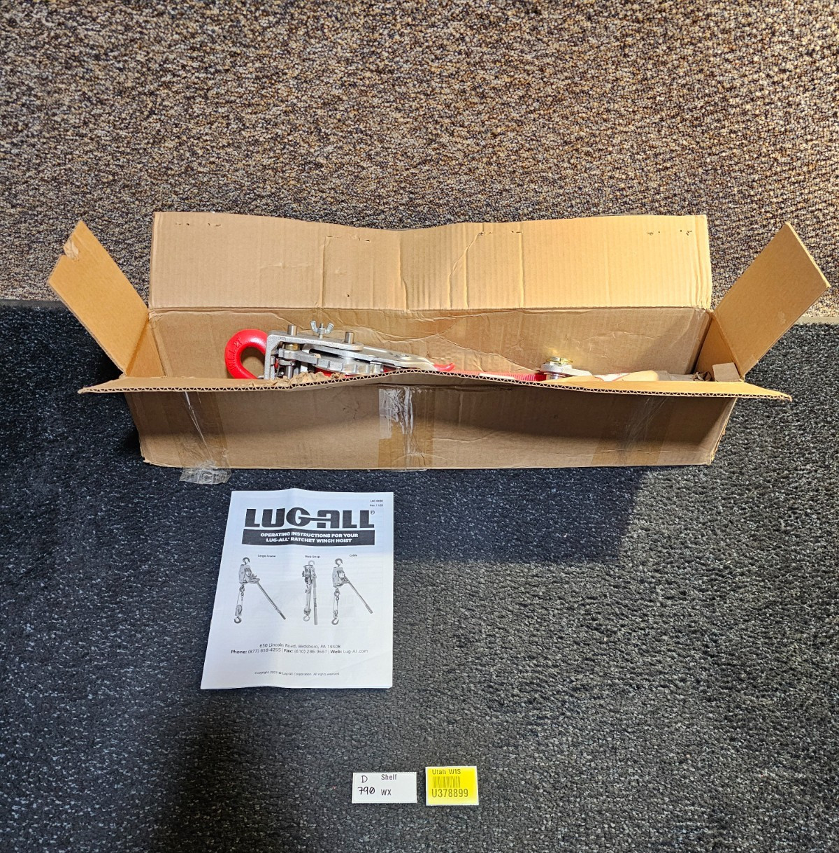 Lug-All 25-A 1 1/2 Lineman’s Ton Web Strap Hoist 8 ft Single Line Lift