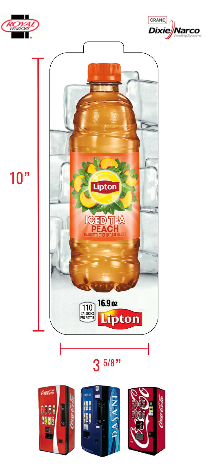 (1) Royal Vendors Chameleon “Lipton Peach Iced Tea” 20 oz Bottle Vend Label