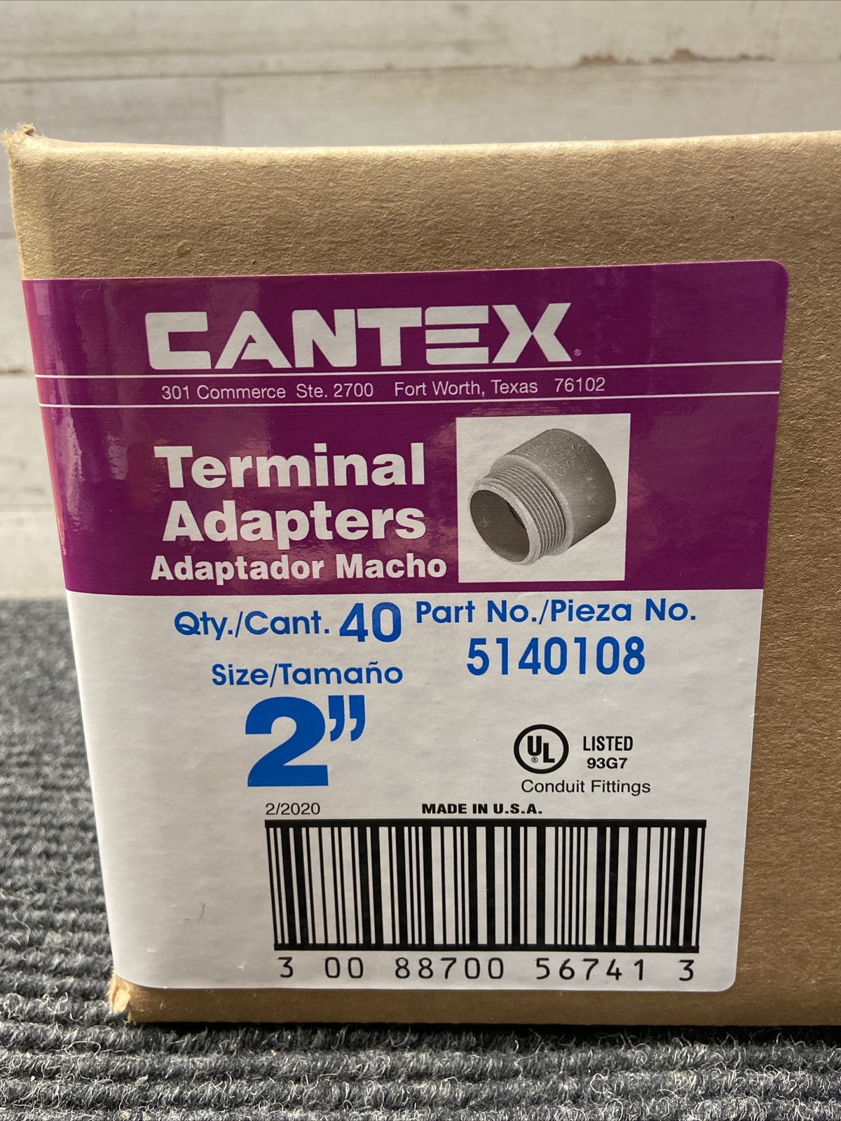 New Box of 40 Cantex 5140108 PVC Terminal Adapter 2 Dia. in.