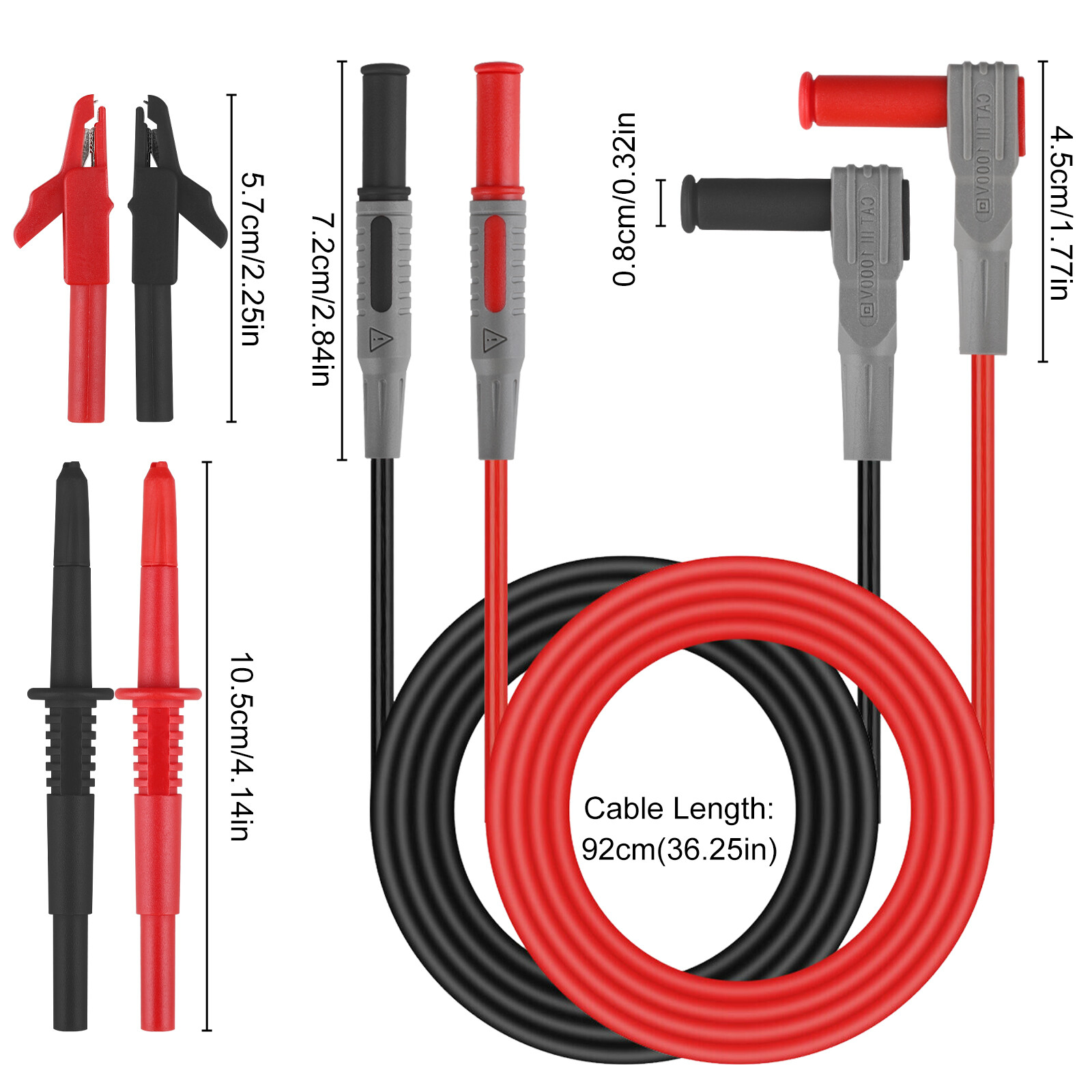 8in1 Multimeter Test Leads Kit 4mm Wire Piercing Clip Probe Plug Tool Automotive