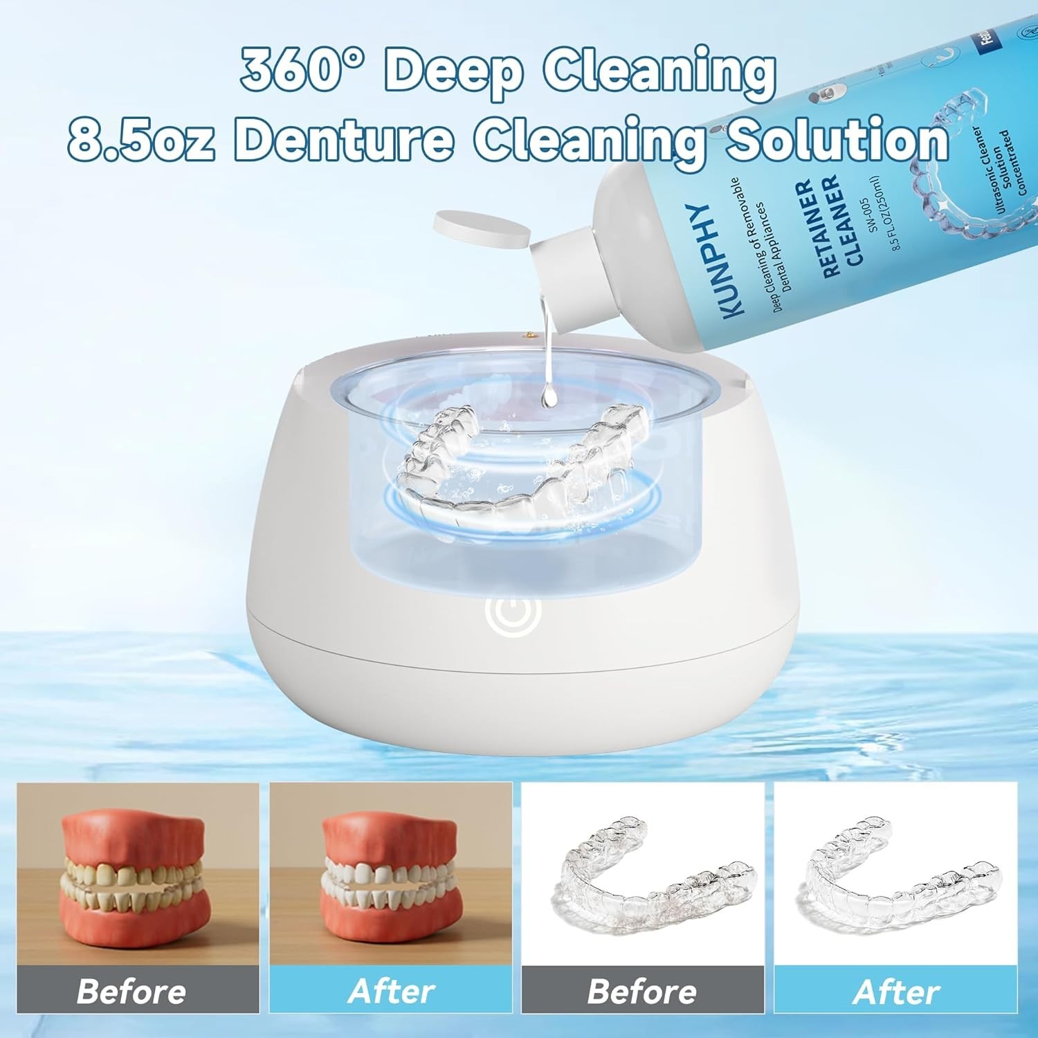 Daily Use Ultrasonic Cleaner for Dental Appliances – Professional 8.5oz Formula