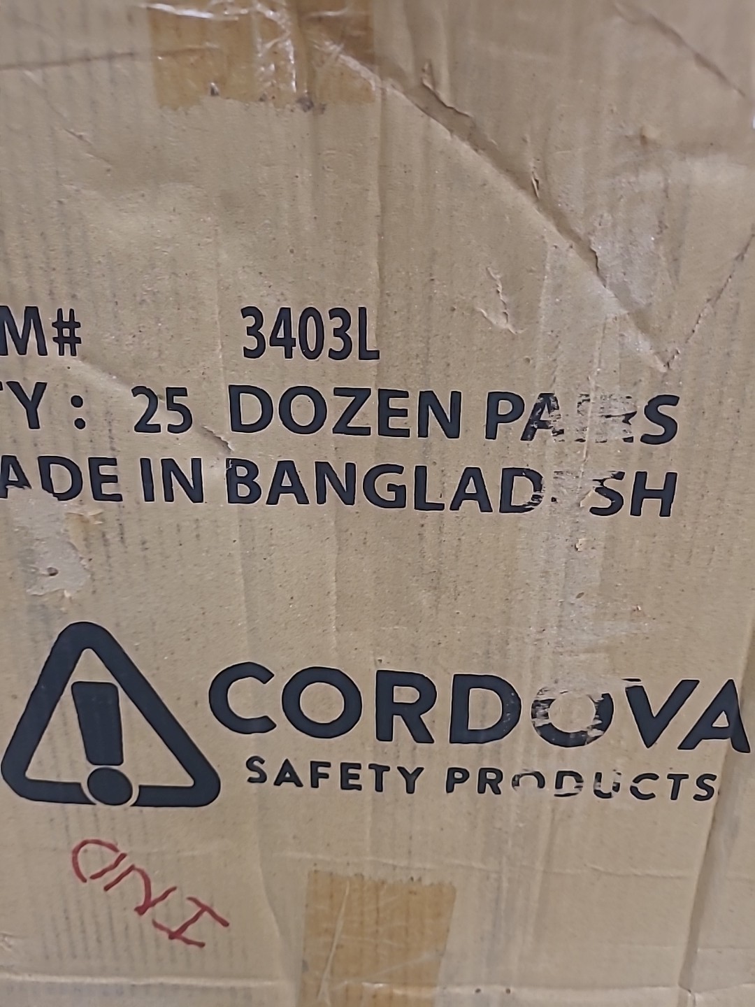 25 Dozen Cordova Industrial Gloves Size Large 60% Cott 40% Poly 3403L