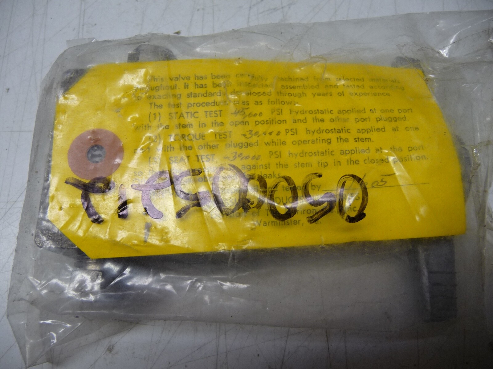 Pressure Products Industries, #V-110-30K, High Pressure Valve, 30,000 PSI, New