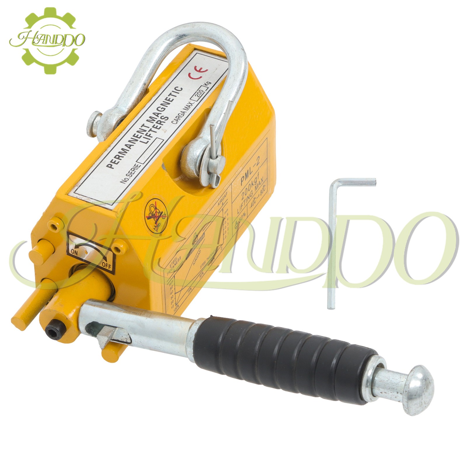 Permanent Magnetic Lifter Lifting Magnet 440 lbs/200 kg 2.5 Safety Factor Yellow