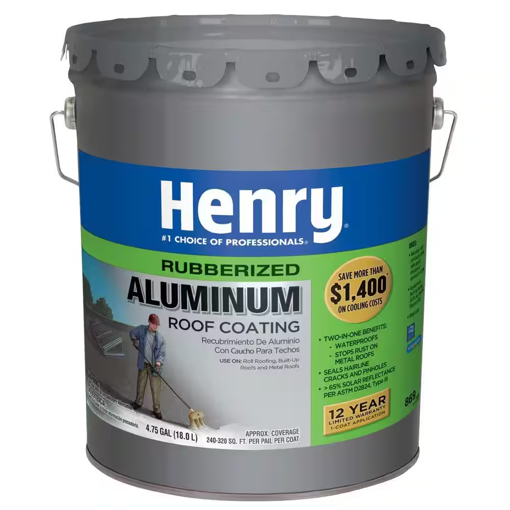 NEW HENRY 869 Rubberized Aluminum Roof Coating 4.75 Gal. Lower Roof Inside Temp