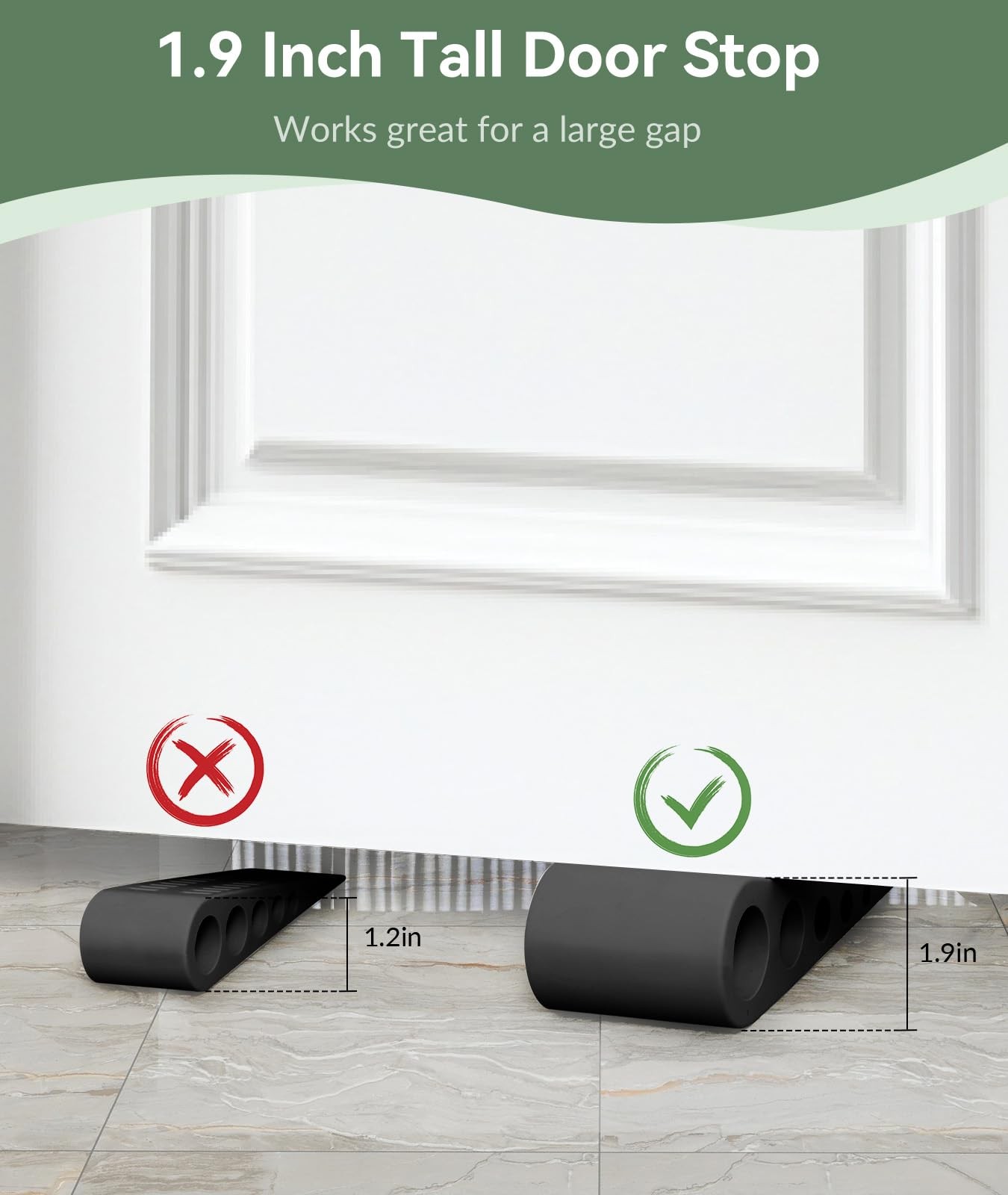 1.9 Inches Heavy Duty Door Stopper, 2 Pack Rubber Door Stop, Door Stoppers..