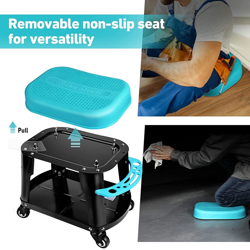 DURATECH Rolling Mechanic Stool Heavy Duty Garage Creeper Seat Tool Tray 300 Lbs