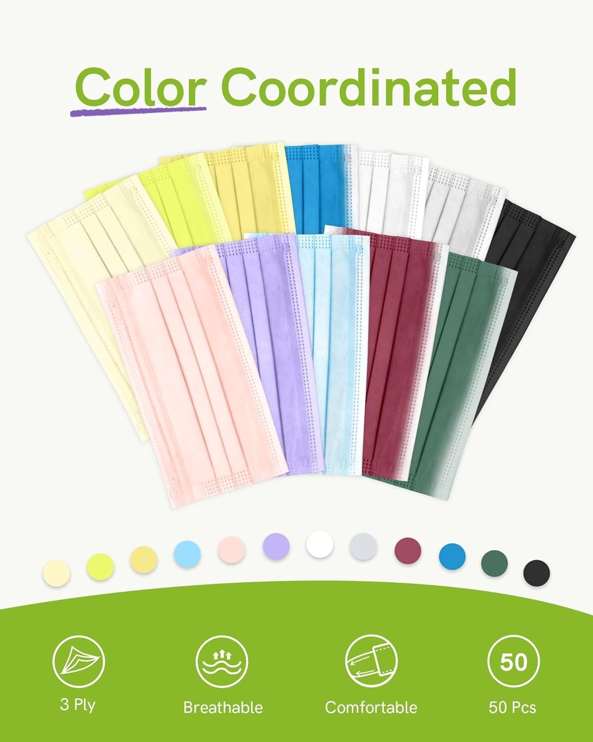 Disposable Face Masks, 3-Ply ASTM Level 3 Medical Grade, FSA/HSA Eligible, Br…