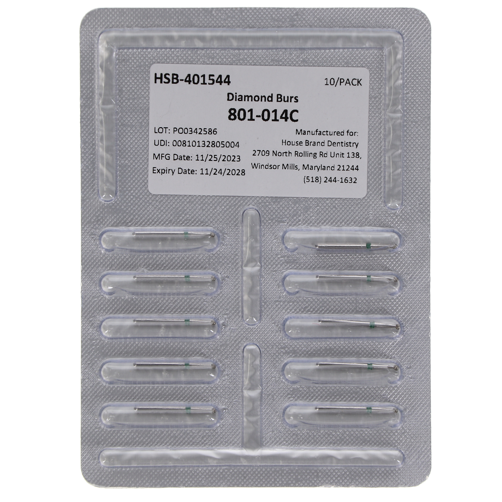 House Brand Dentistry 401544 Diamonds Round 801-014C 10/Pk