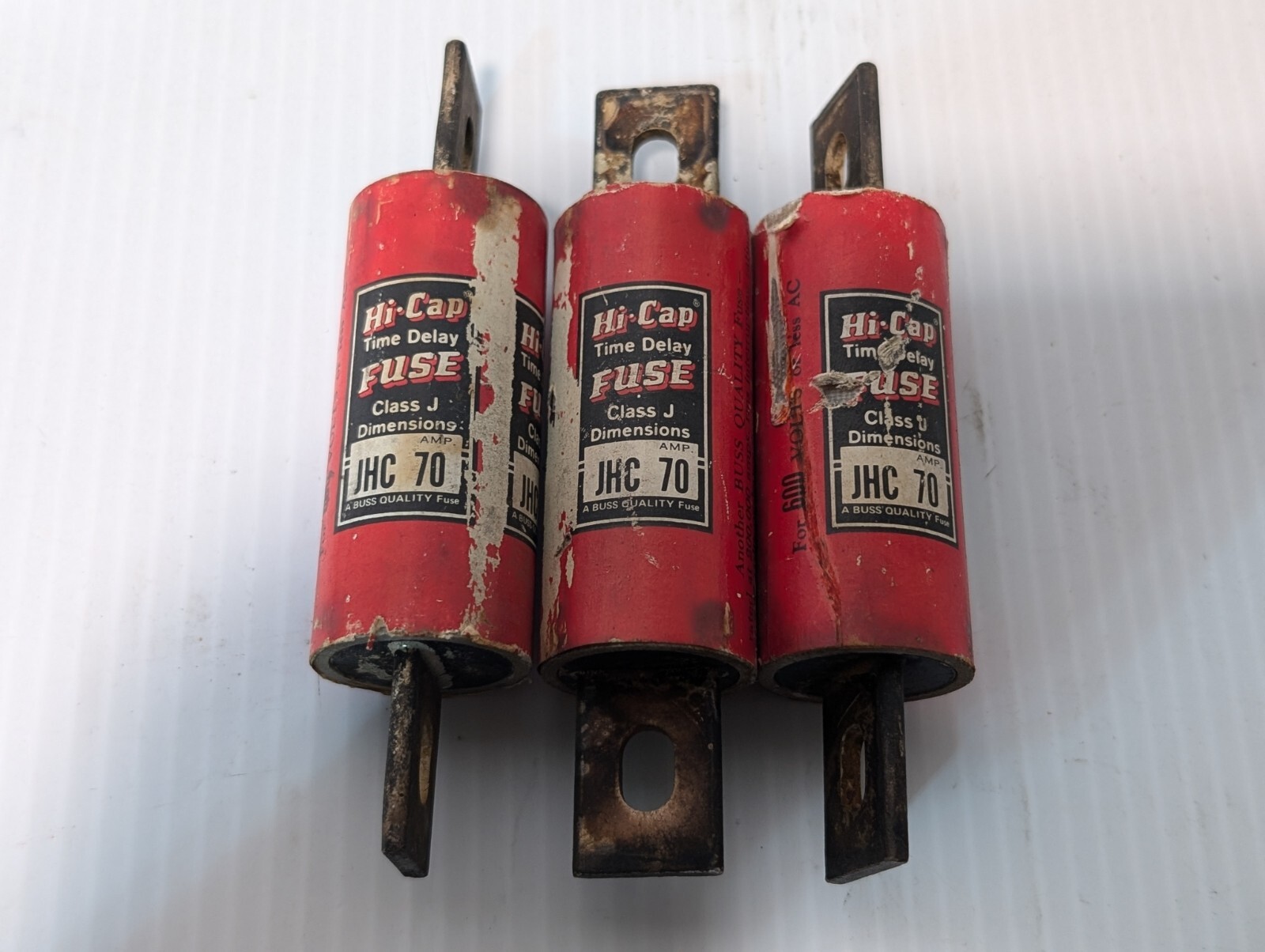 Lot of 3 Bussmann JHC 70 Fuses, 70A, 600VAC – Free Returns