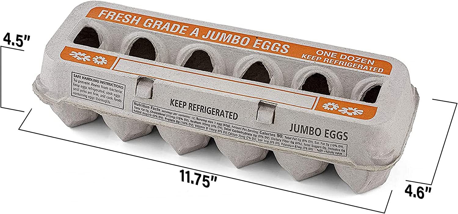 MT Products Printed Pulp Paper Jumbo Egg Cartons Hold Eggs 12 Count – Pack of 15