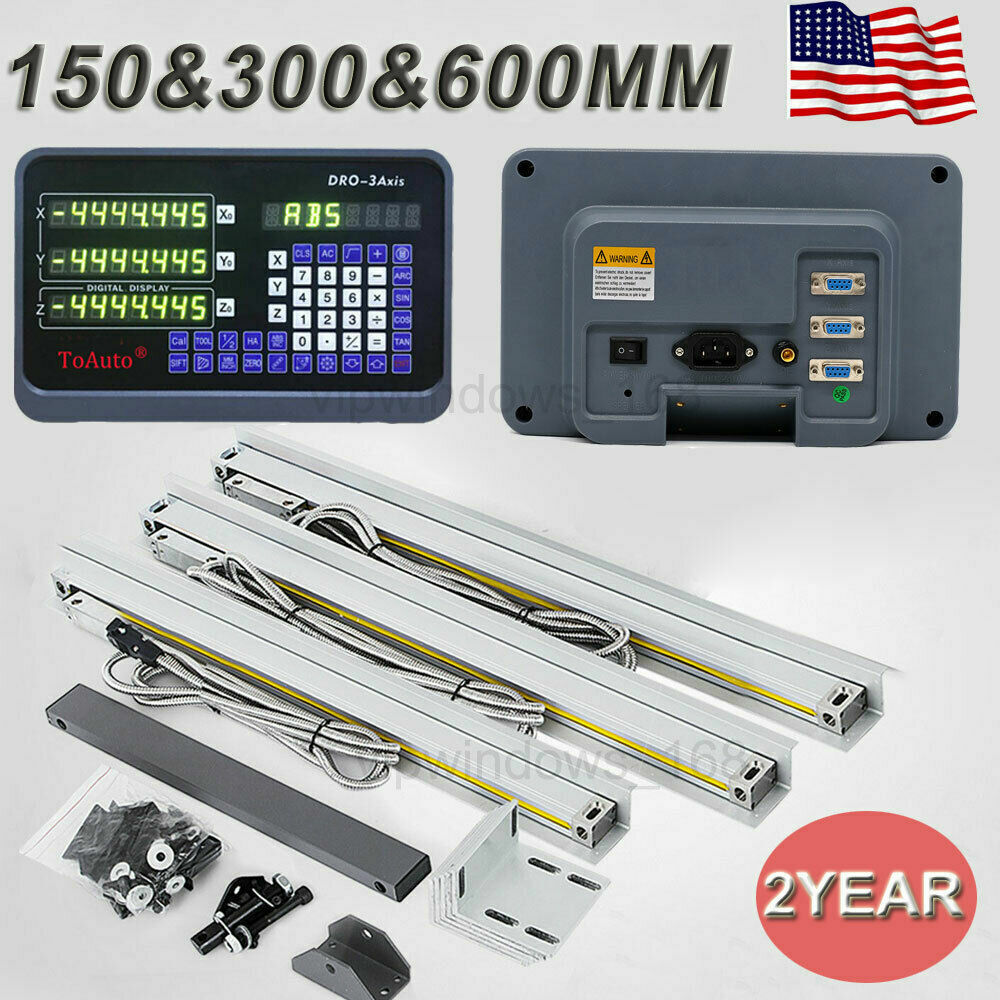3Axis Digital Readout DRO display 5µm TTL Linear Glass Scale Encoder 6″ 12″ 24″