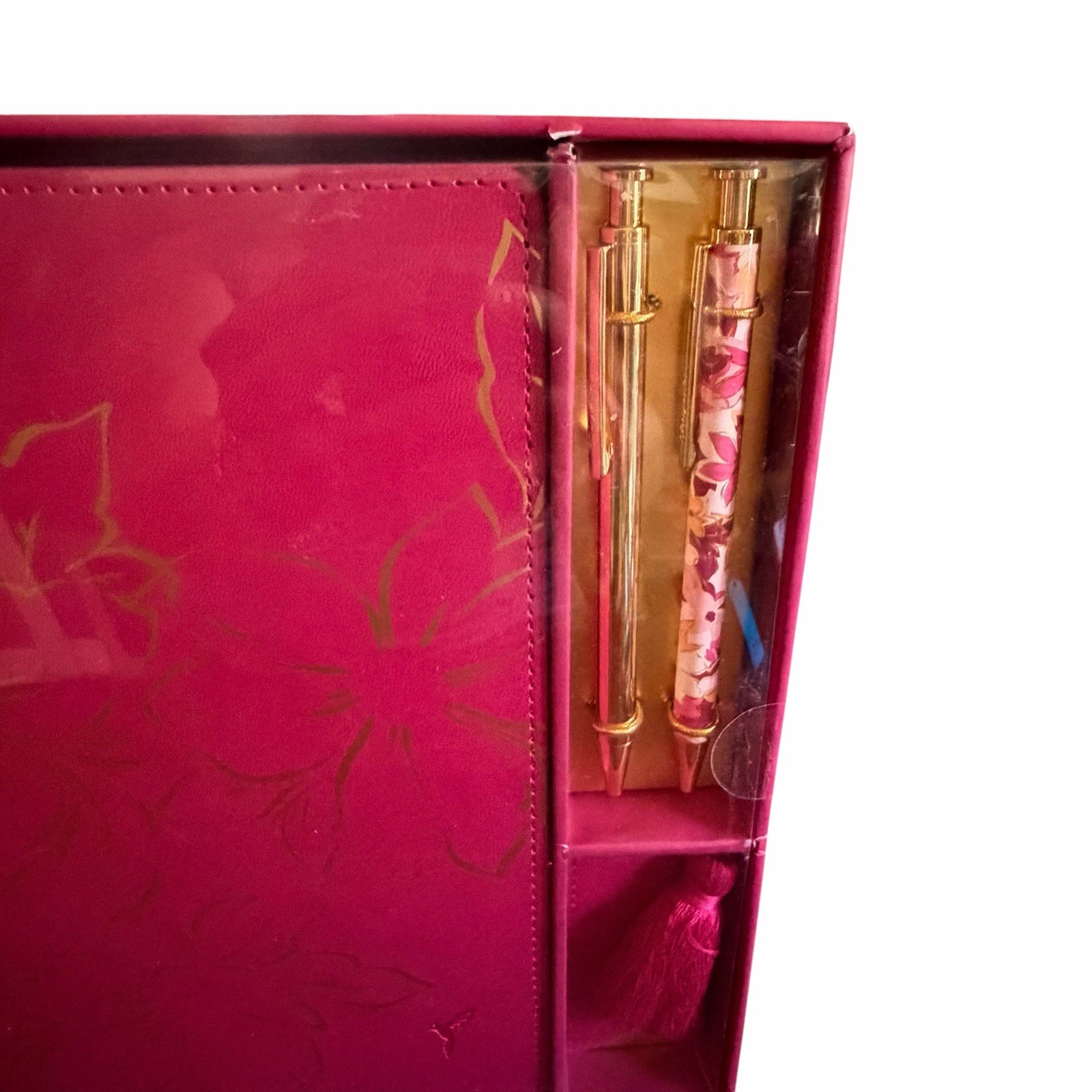 Papyrus Red Gold Journal Gift Set 2 Gold Pens and Tassel Bookmark Lined New Bird