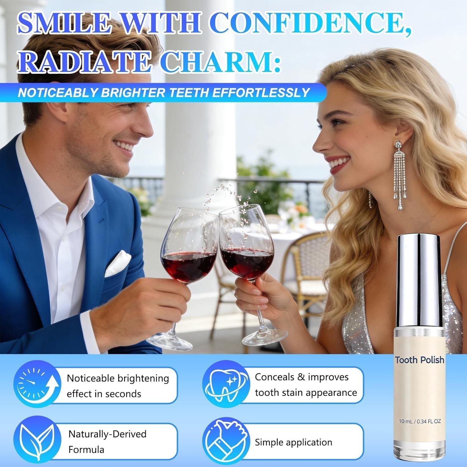 Tooth Polish & Whitening Paint – Instant Visible Brightening, Gentle Formula, ..