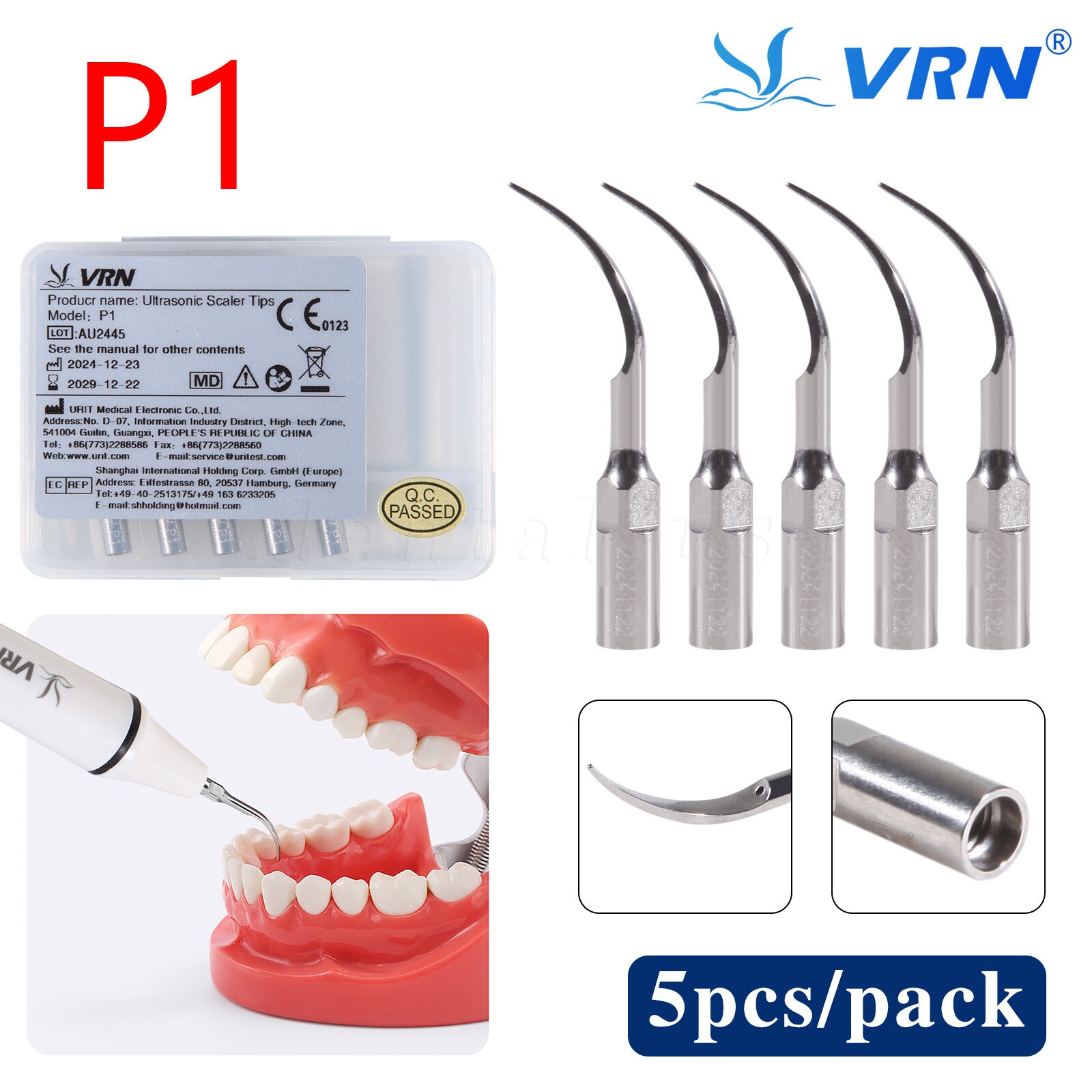 VRN Original Dental Ultrasonic Piezo scaler LED Handpiece Tips fits EMS