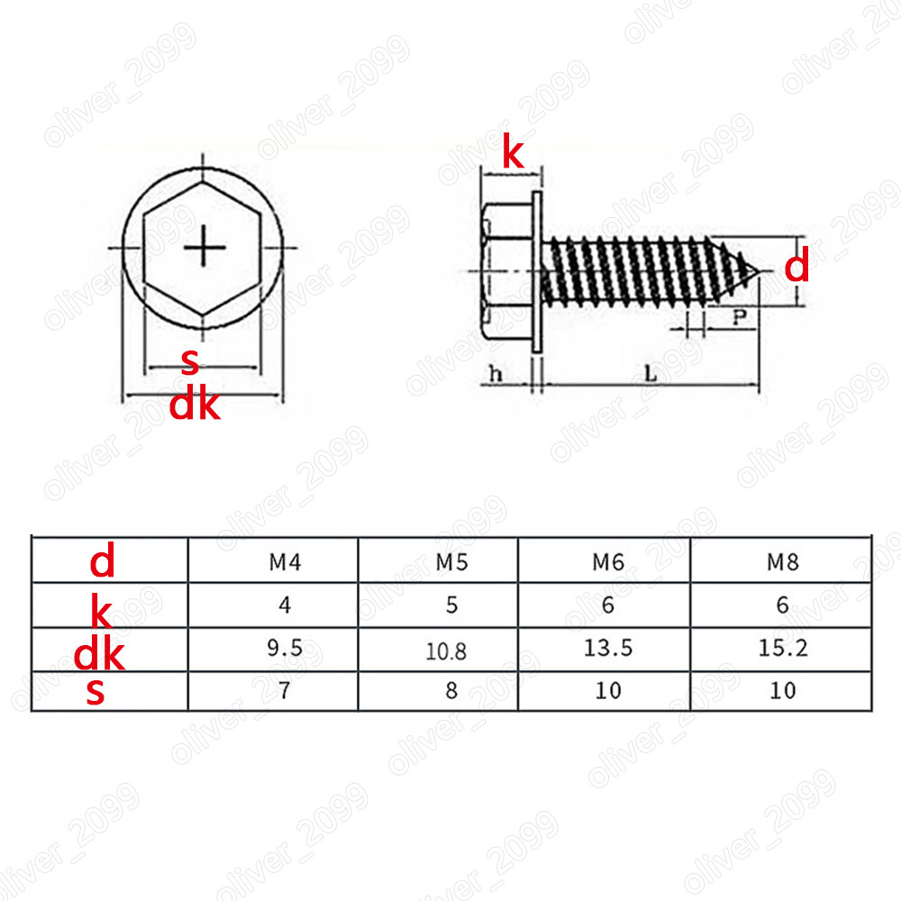 Black Steel Phillips Cross Hex Flange Head Self Tapping Screws M4 M5 M6 M8