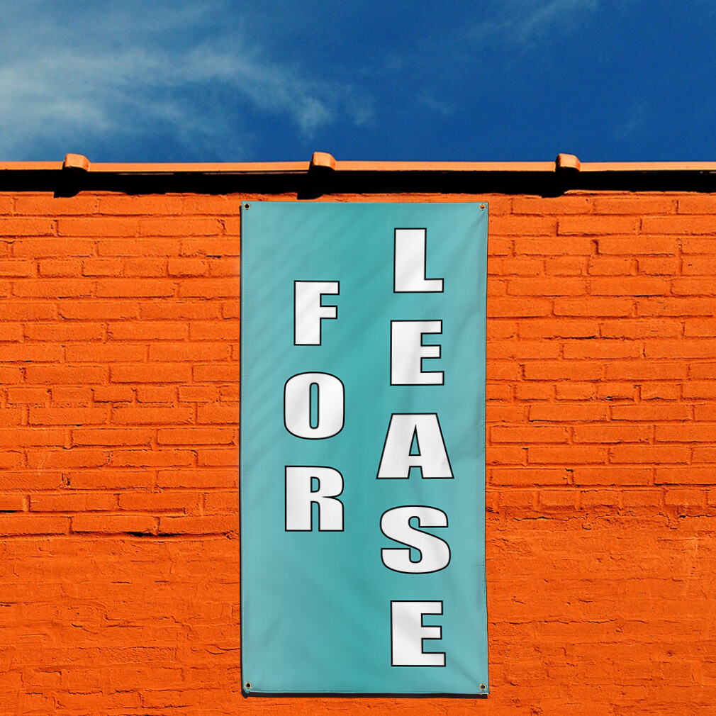 Vertical Vinyl Banner Multiple Sizes For Lease Light Blue Business Outdoor