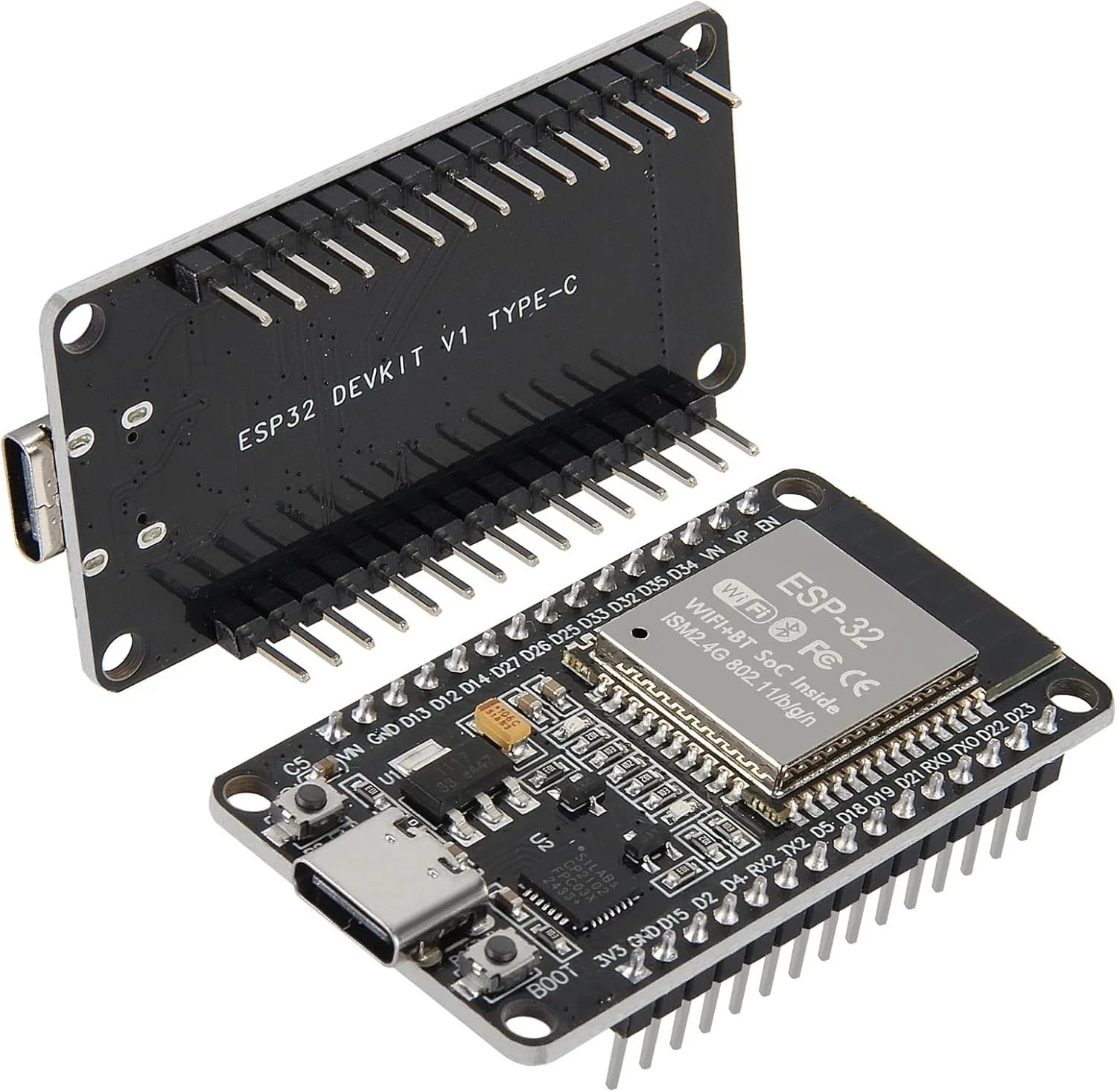ESP32 ESP-WROOM-32 Wifi and Bluetooth Development Board, 38-Pin, with USB Type-C