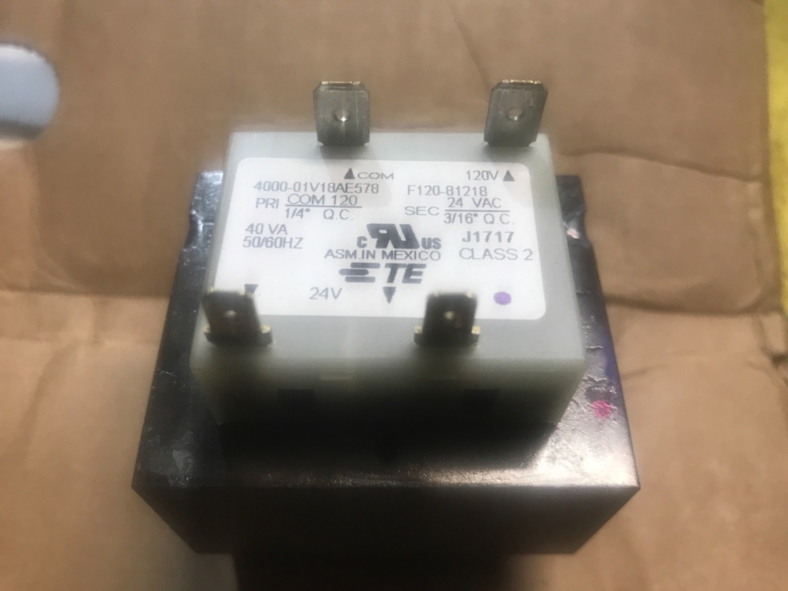 TRANSFORMER 4000-01V18AE578 4-1611456-9 24 VAC 120V