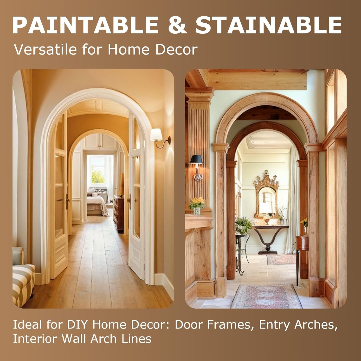 2 Pcs Wooden Doorway Arch Kit for Drywall, DIY Rounded & Half Circle Door Frame