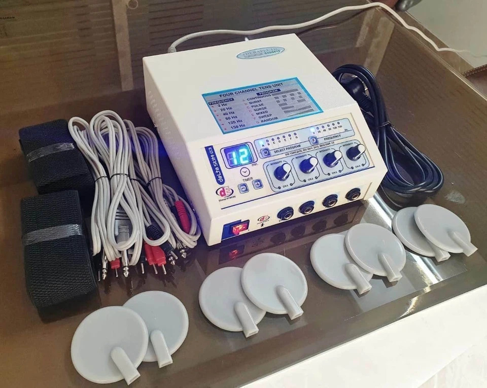 Premium quality Electrotherapy 04-ch carbon and sticky Adhesive Pads combo Unit
