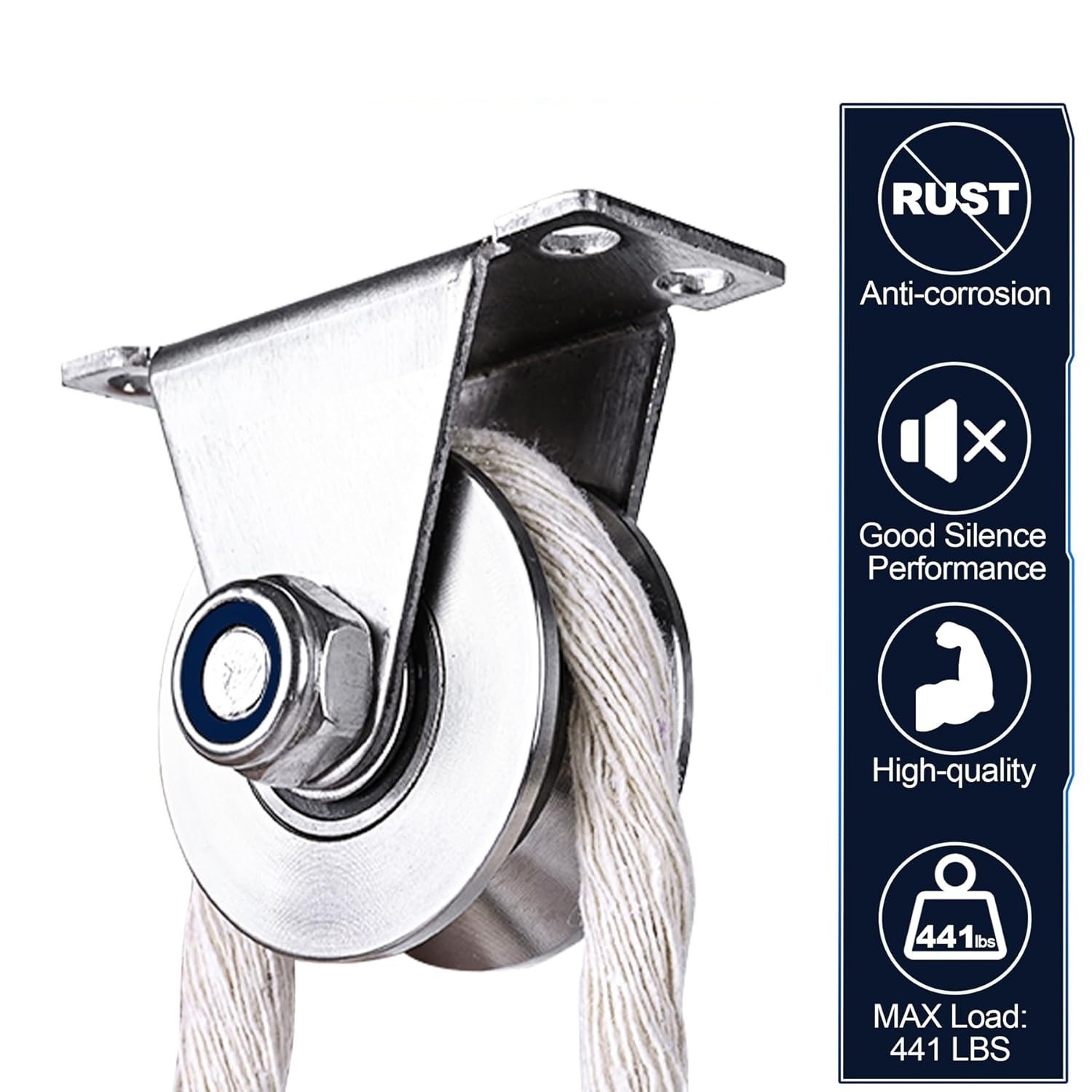 2.36» 304 Stainless Steel V Groove Pulley Rope Cable Wire Pulley w/ Holes