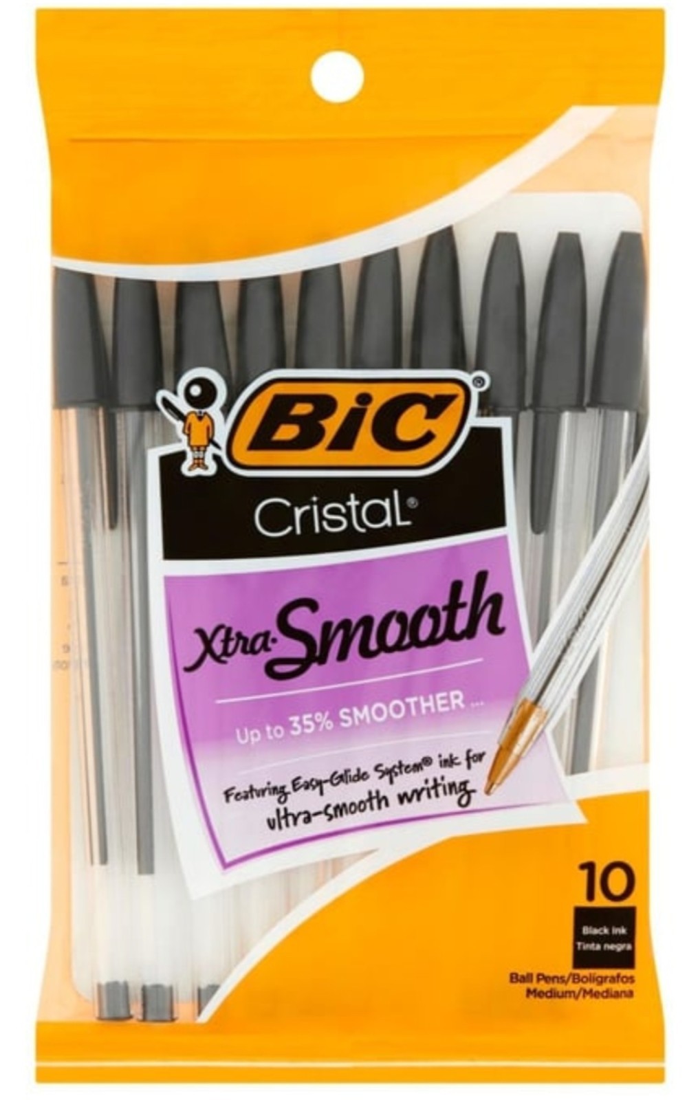 20 PCs Black Pens. BIC Cristal 20 Pack Xtra Smooth Ball Pen, 1.6mm.