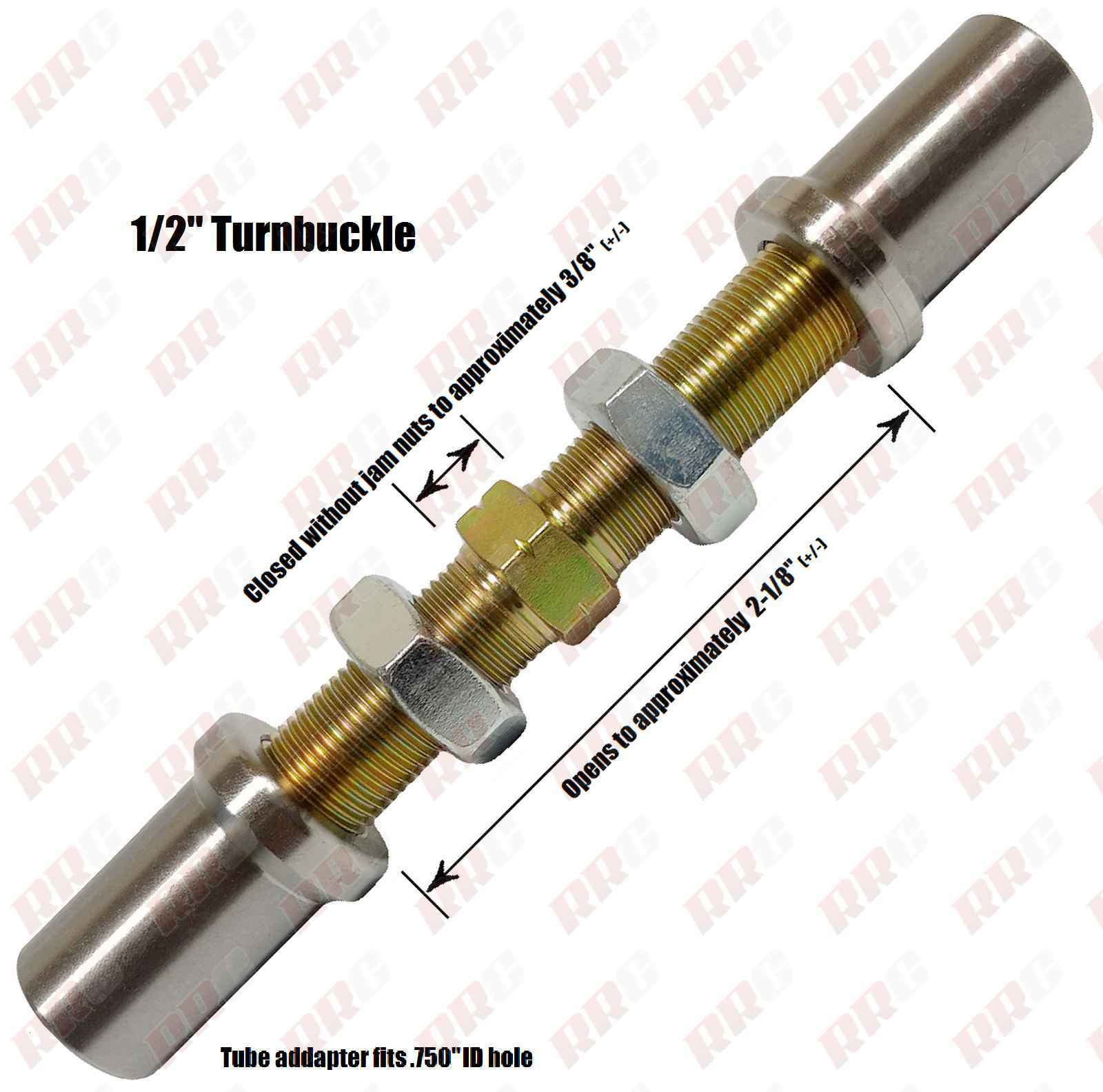 1/2 Adjustable Turnbuckle, Rod End, Heim Joints, Bungs Fits 3/4″ ID hole lg H