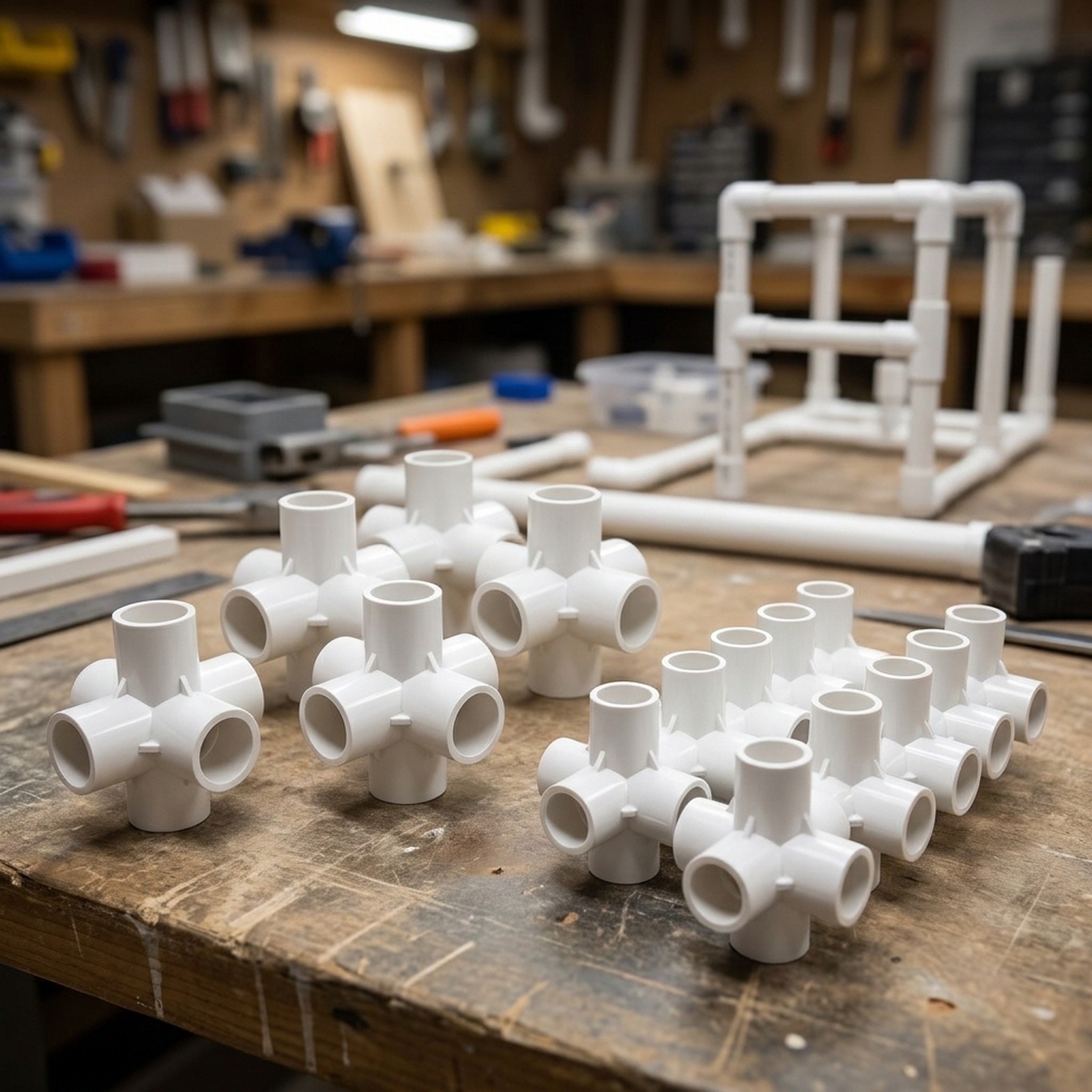 Furniture Grade Four Way PVC Pipe Fittings for For water Pipe DIY Projects