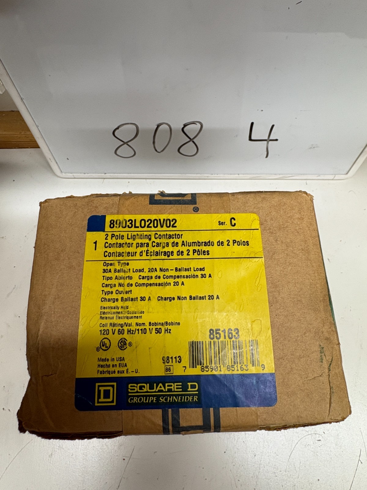 Square D 8903LO20V02 120V-Coil 2-Pole 30A Lighting Contactor Electrically Held
