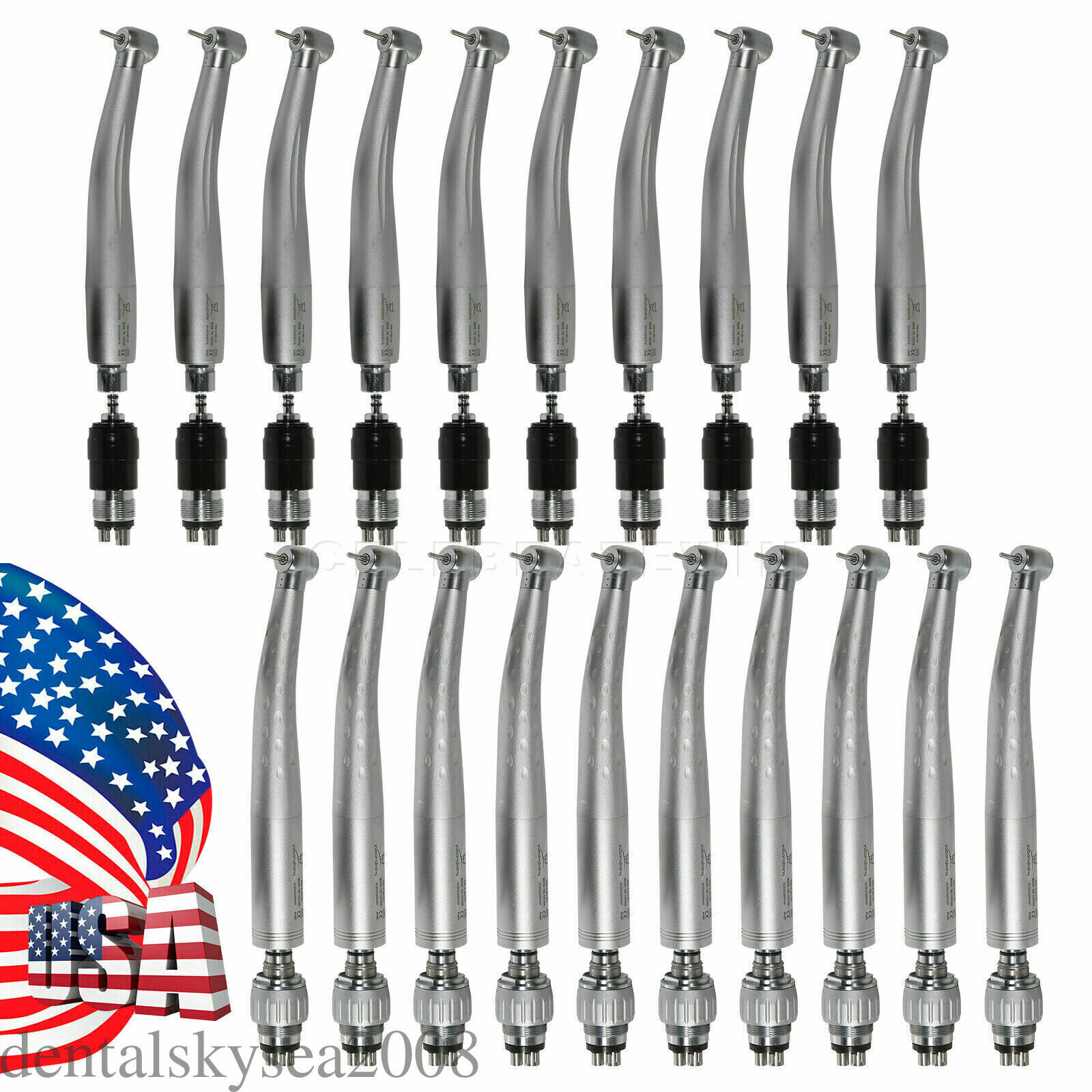 NSK/KAV Style Dental High Speed Handpiece with 4 Hole Quick Coupler 360° Swivel