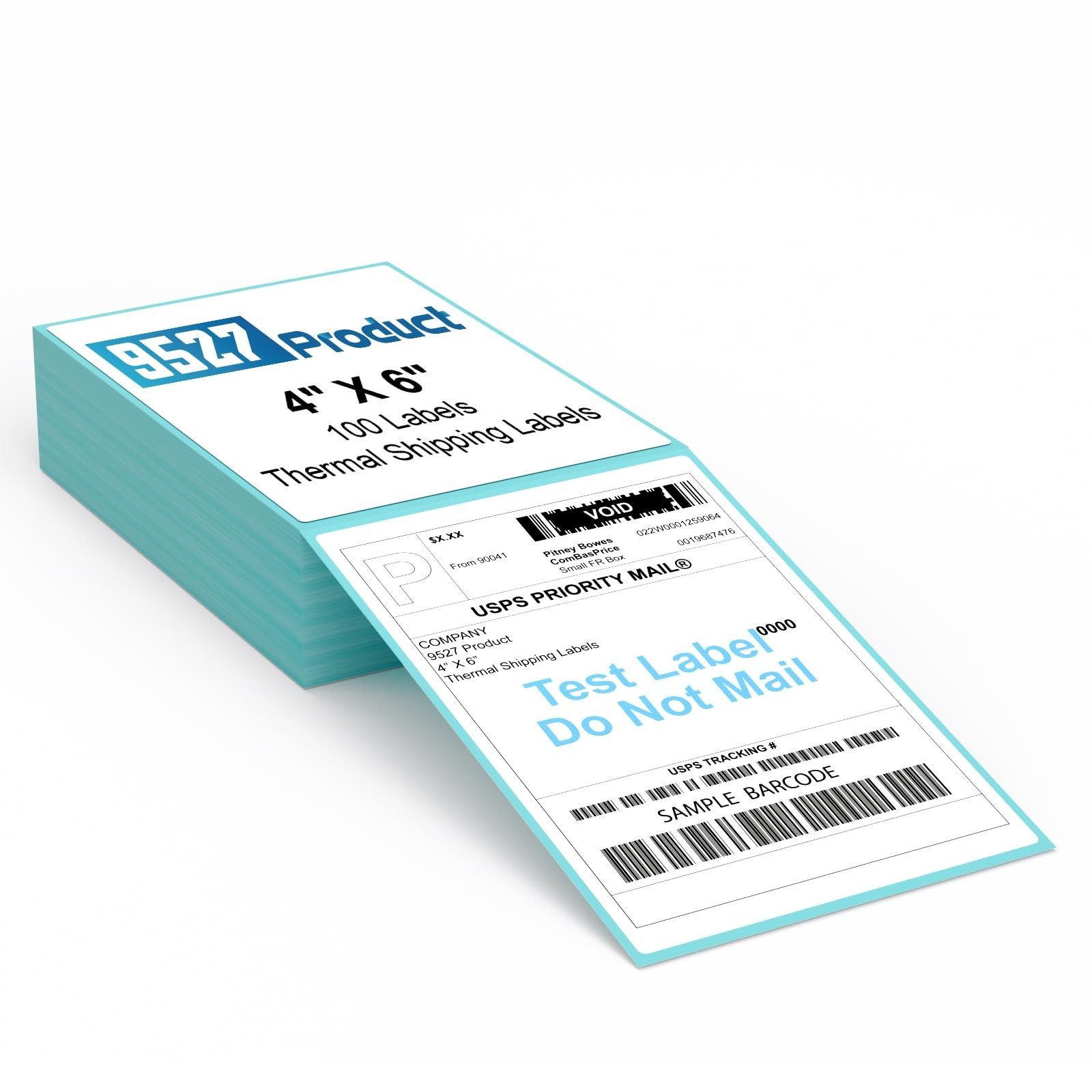 9527 Product Fanfold 4 x 6 Direct Thermal Labels with Blue Background Paper P…