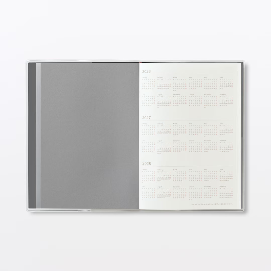 Muji 2026 Vertical Monthly Weekly Planner 2026. 03 – 2027. 04 Black B6 or A5