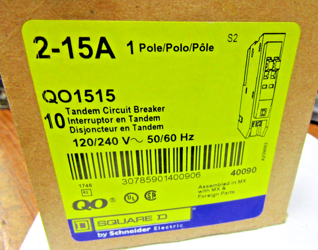 ✌️NEW SQUARE D QO1515 TANDEM CIRCUIT BREAKER 15 AMP 1-POLE 2-15 AMP
