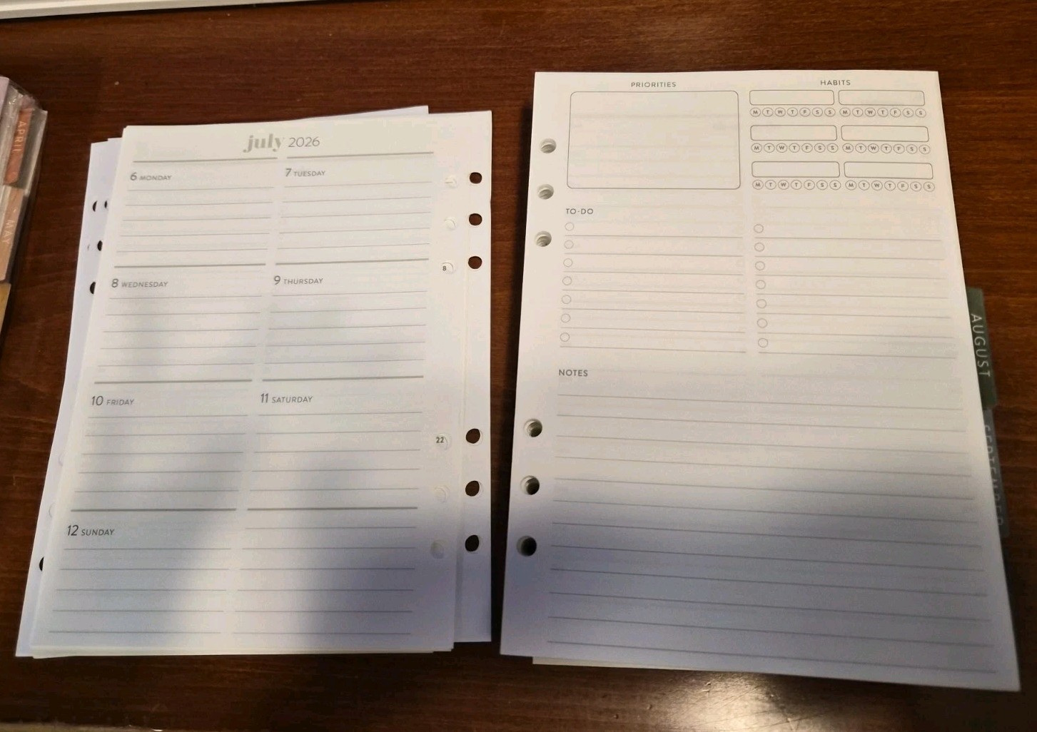 Erin Condren Unused Monthly Weekly And Daily Inserts For The A5 Agenda July 2026