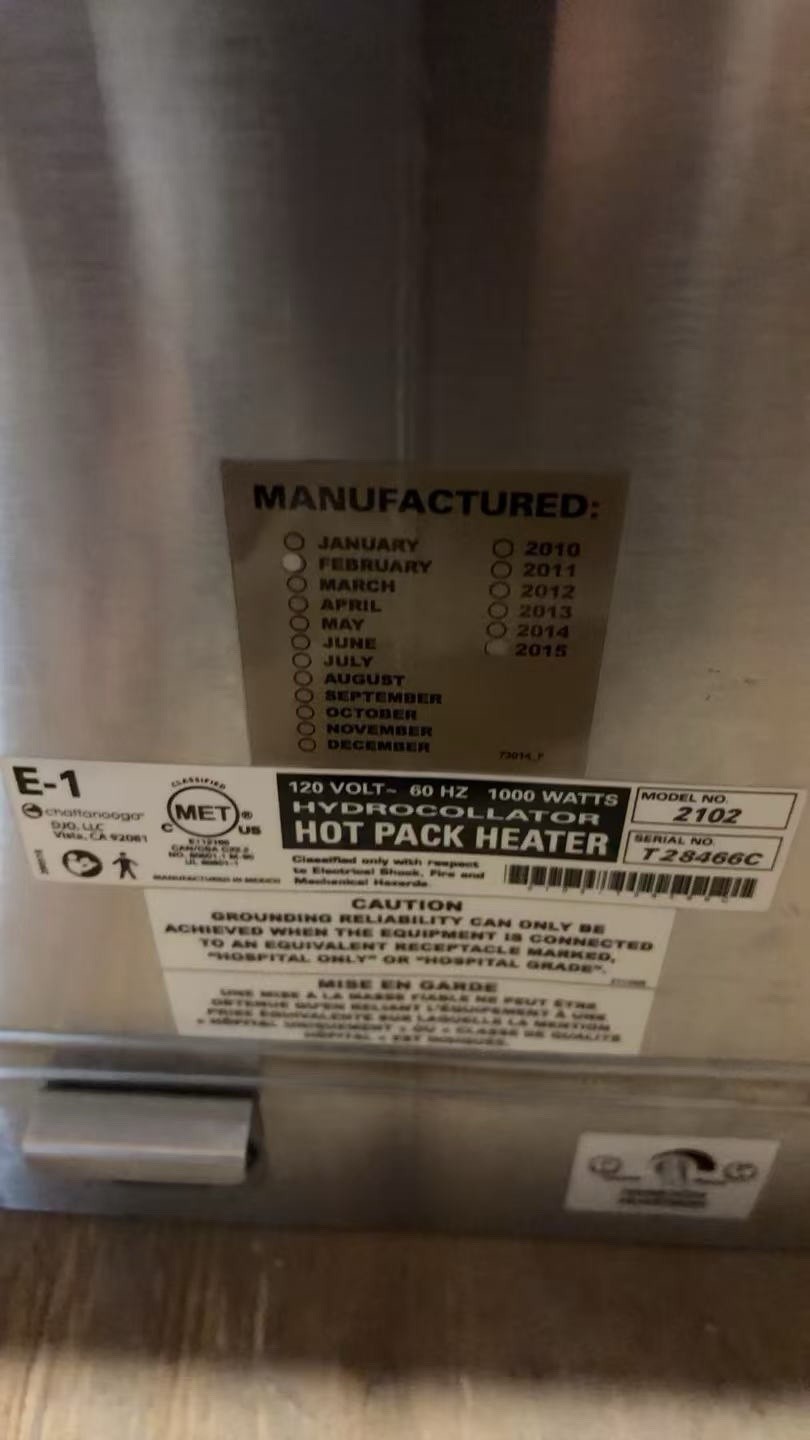 Chattanooga Hydrocollator Hot Pack Heater E-1 Model 2102 Physical Rehab
