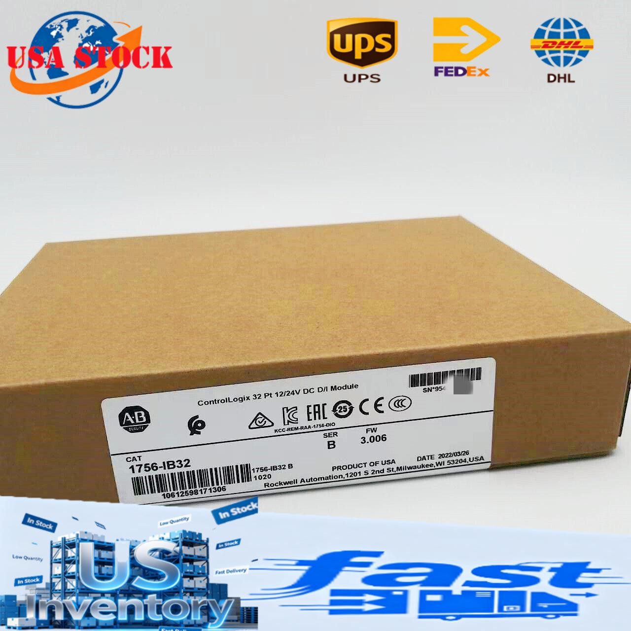 NEW- Allen Bradley 1756-IB32 AB SER B CONTROLOGIX 32 PT DC INPUT MODULE US USA