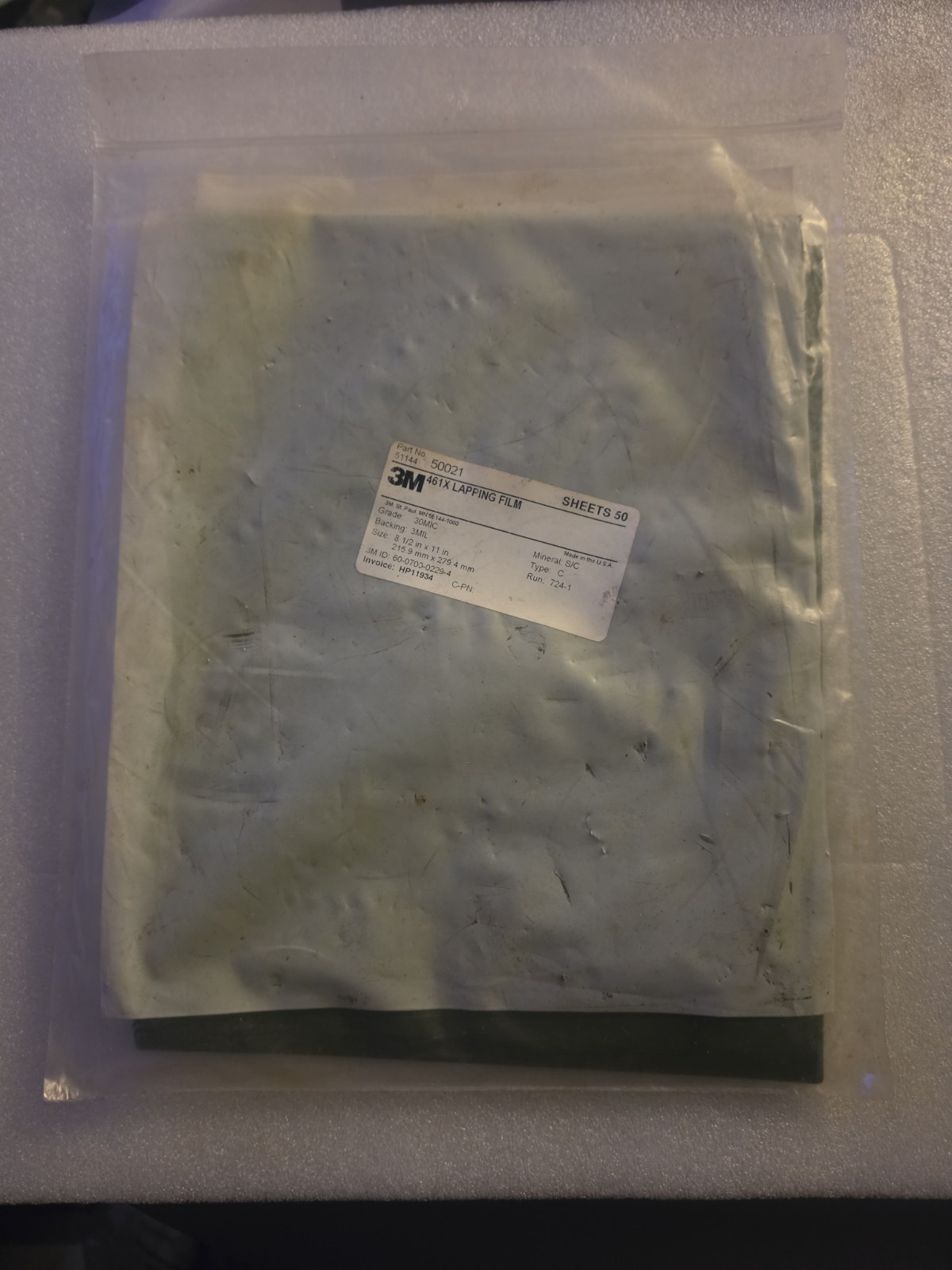 3M Lapping Film 461X, 30.0 Micron Sheet, 8.50 in x 11 in, 50 Sheets SEALED