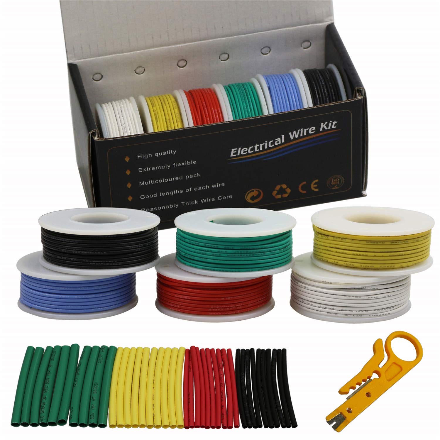 30 Meters/Box 18AWG (6 Colors Mix Set Kit) Soft Rubber Silicone Insulated Cable