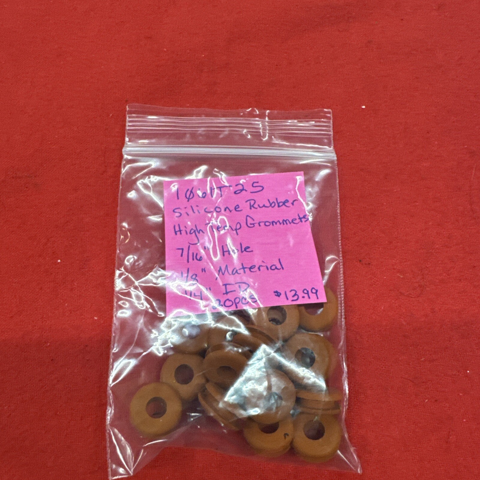 Silicone Rubber Hi Temp 1061T25 7/16 Hole 1/8 1/4ID 20pcs