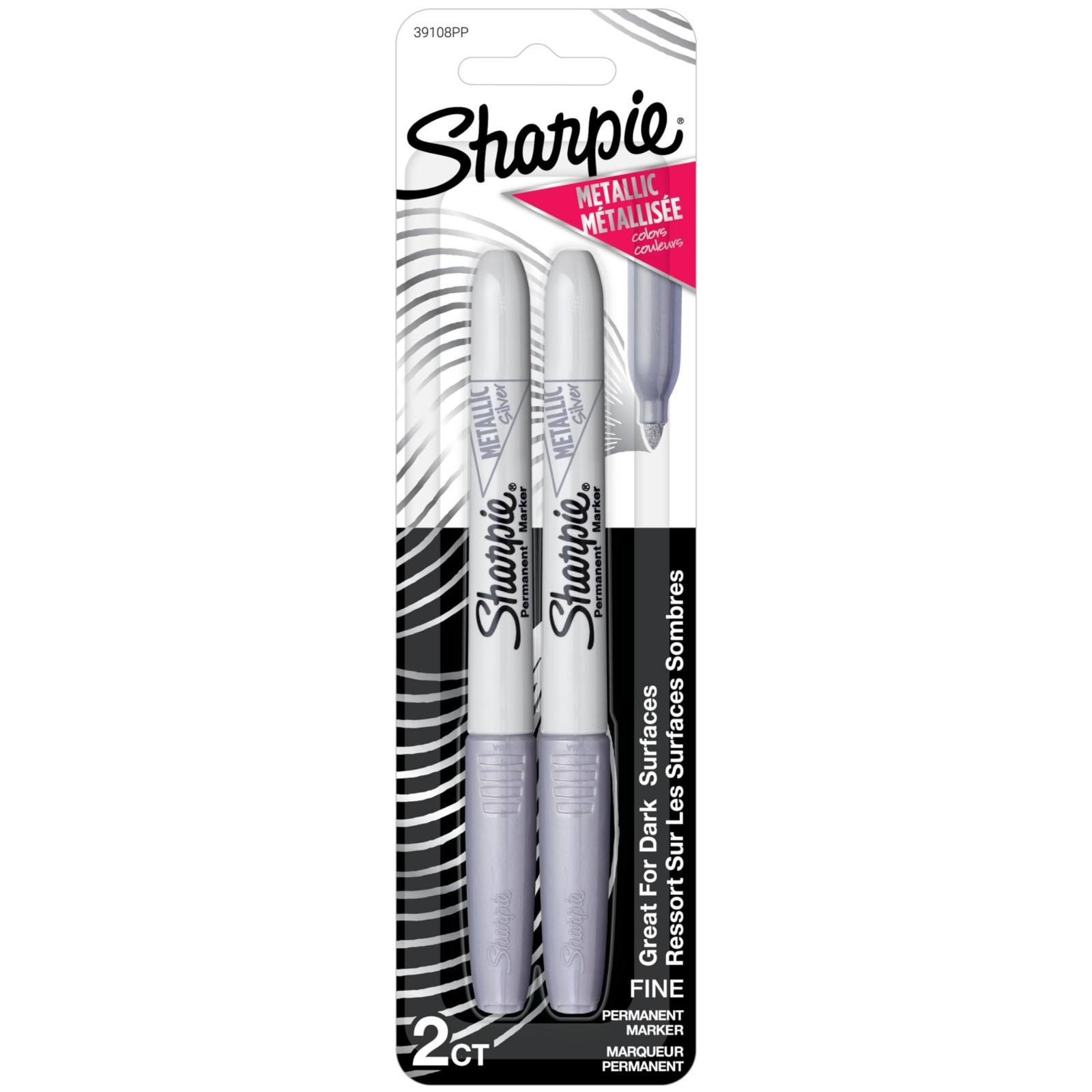 Sharpie Metallic Permanent Markers – Fine Point, Silver (2 Count)