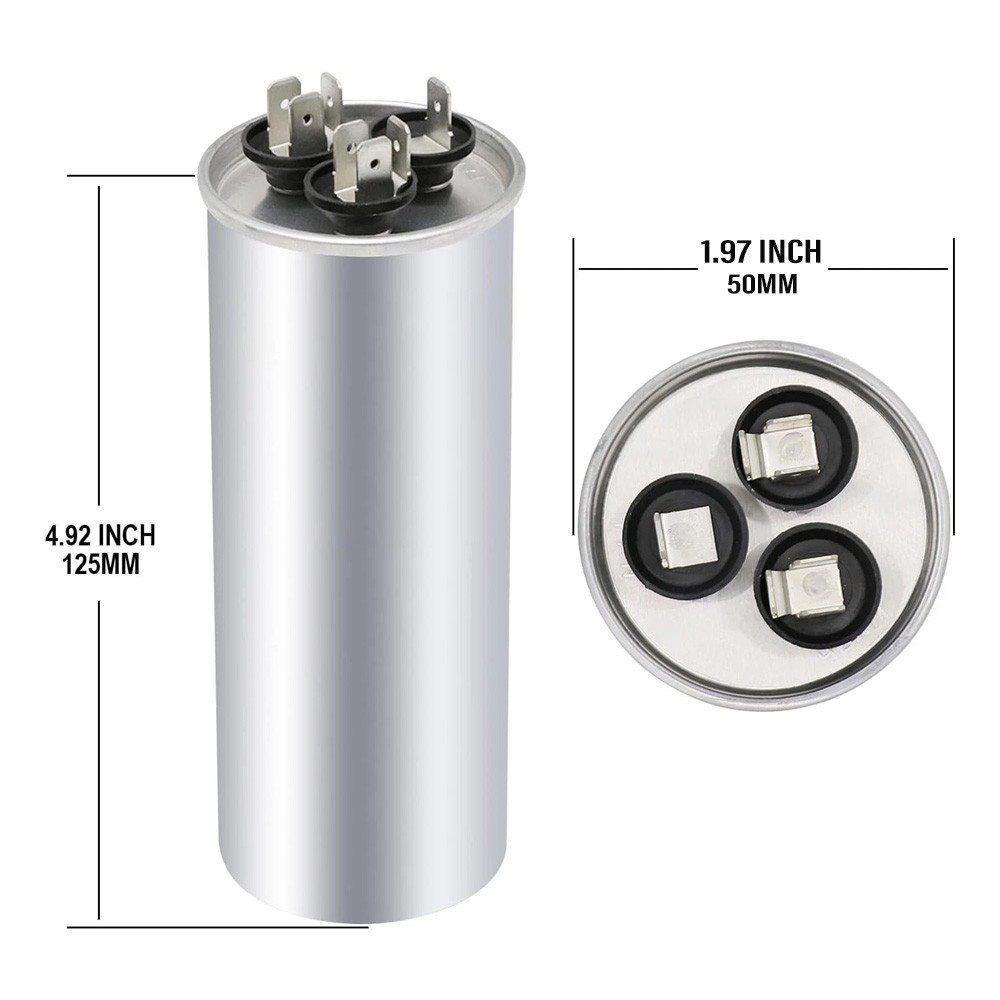 45+7.5 uf/MFD 370 VAC volts Round Dual Run Capacitor 50/60 Hz
