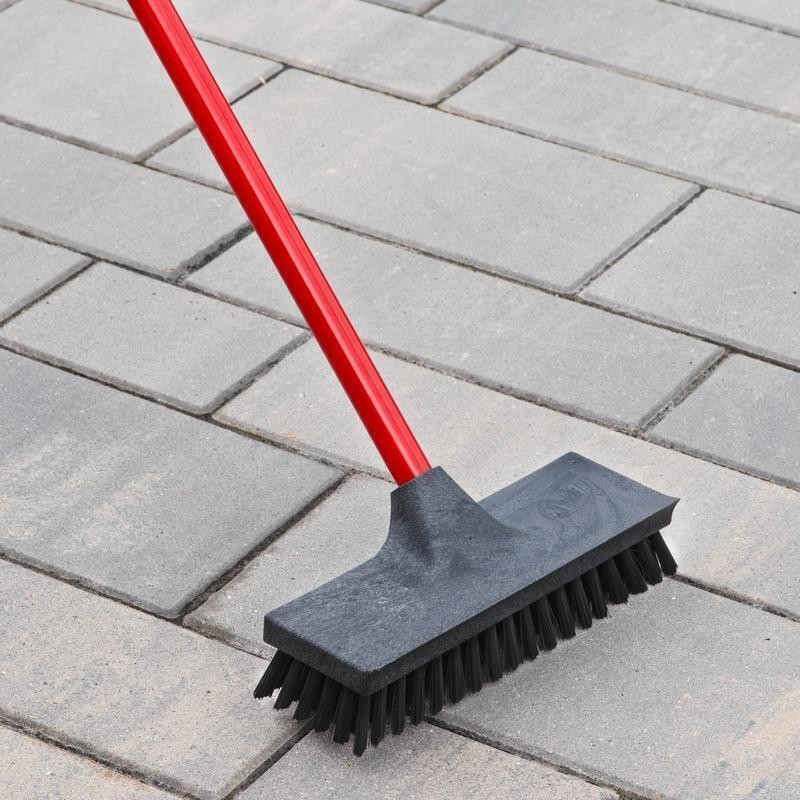 Heavy Duty Floor Scrub Brush Polypropylene Block Steel Handle Multi Surface Use