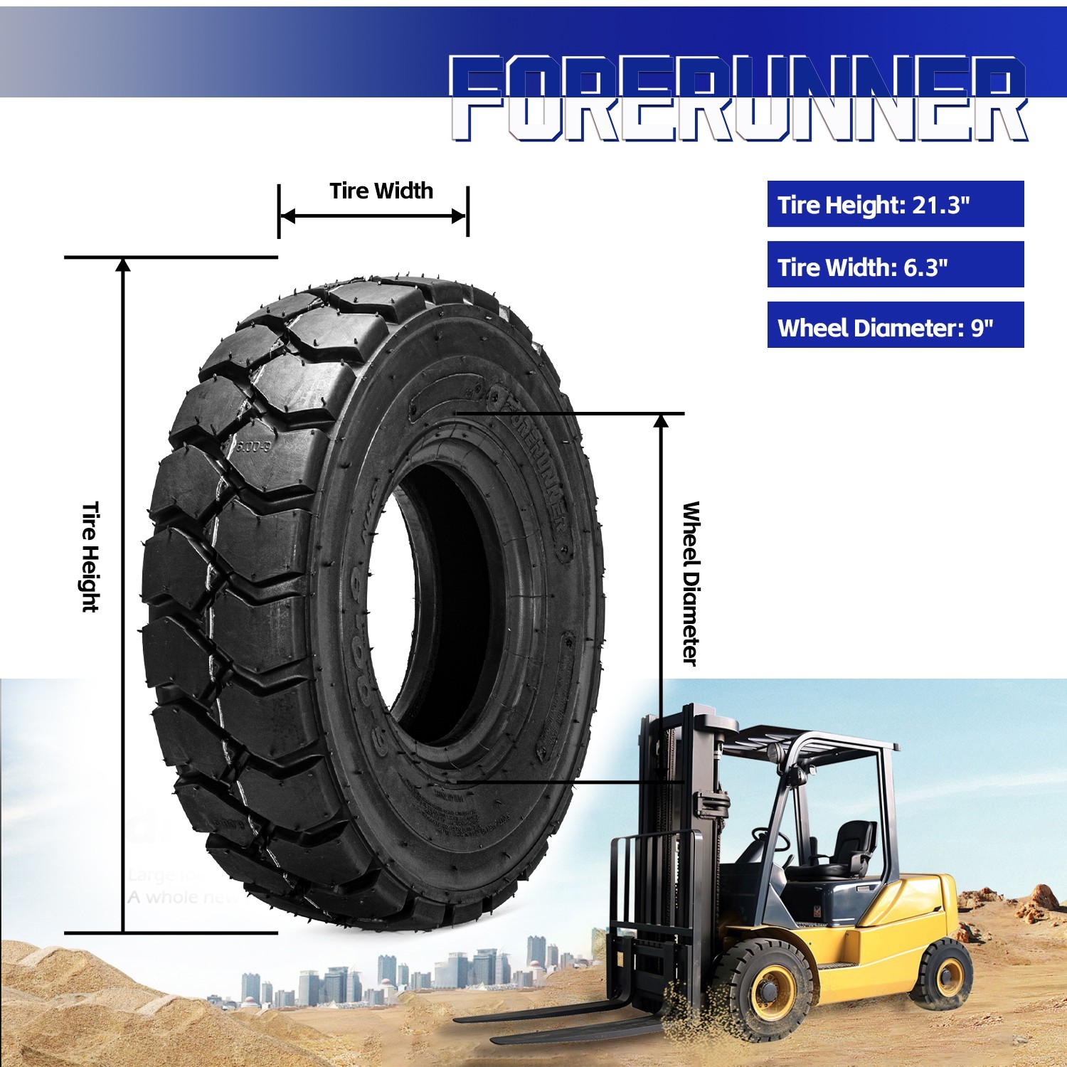 6.00-9 forklift tires 12 PLY 600/9 with Tube and Flap 6.00X9 Tires X2