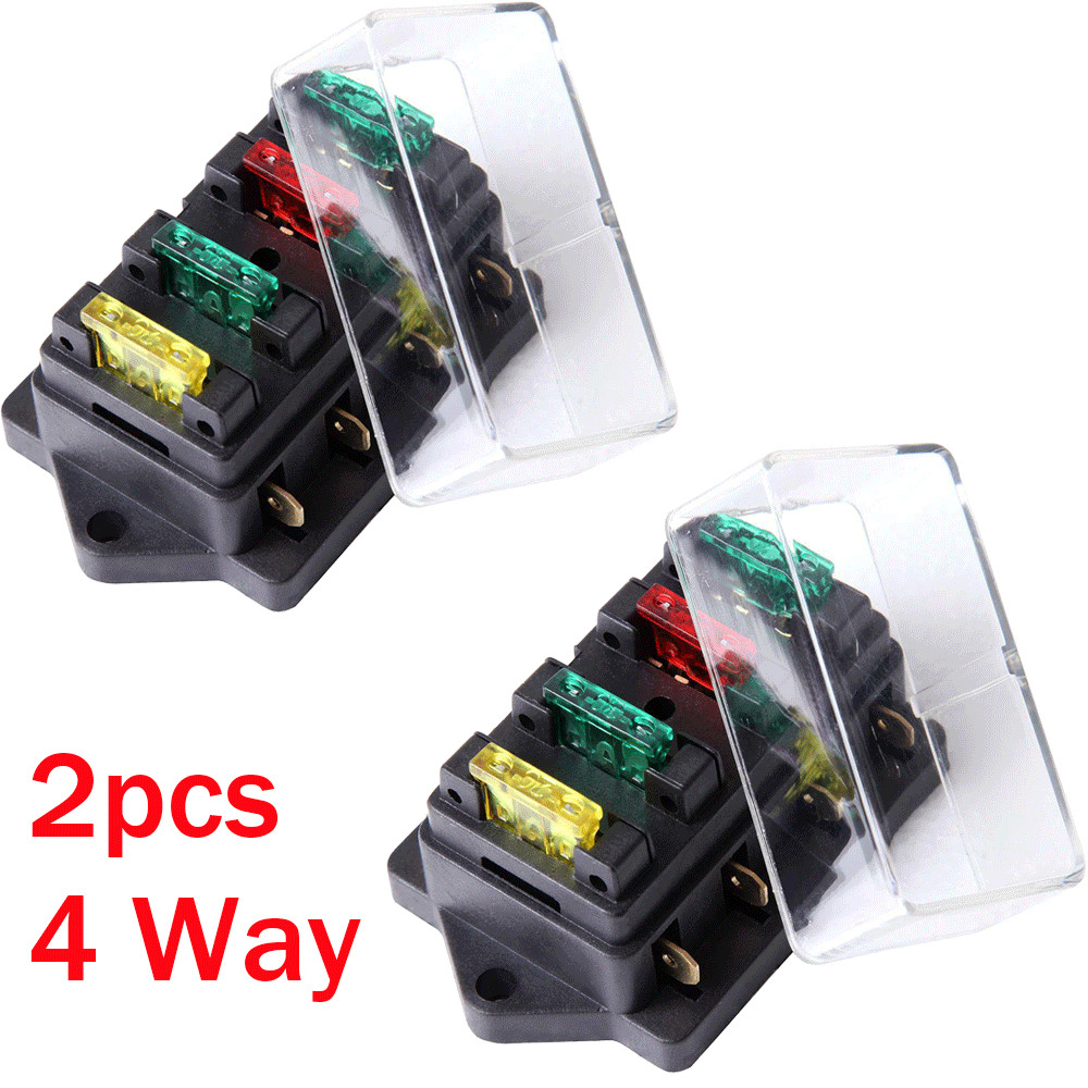 2*4Way Blade Fuse Box Holder Block Auto Universal For Car Marine Boat Motorcycle