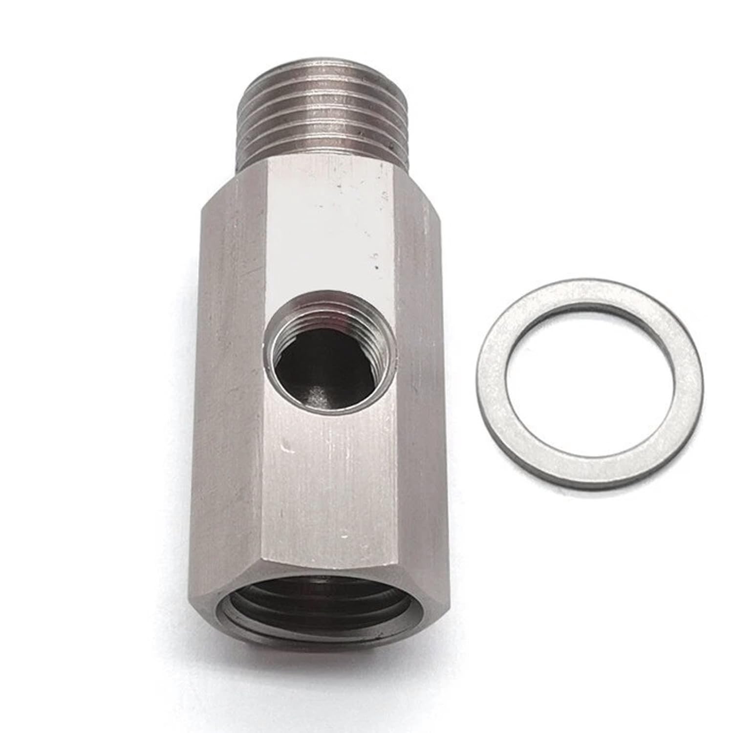 M16 1.5 to 1/8 NPT Tee Oil Pressure Sensor Adapter Stainless Steel for Turbo Fee