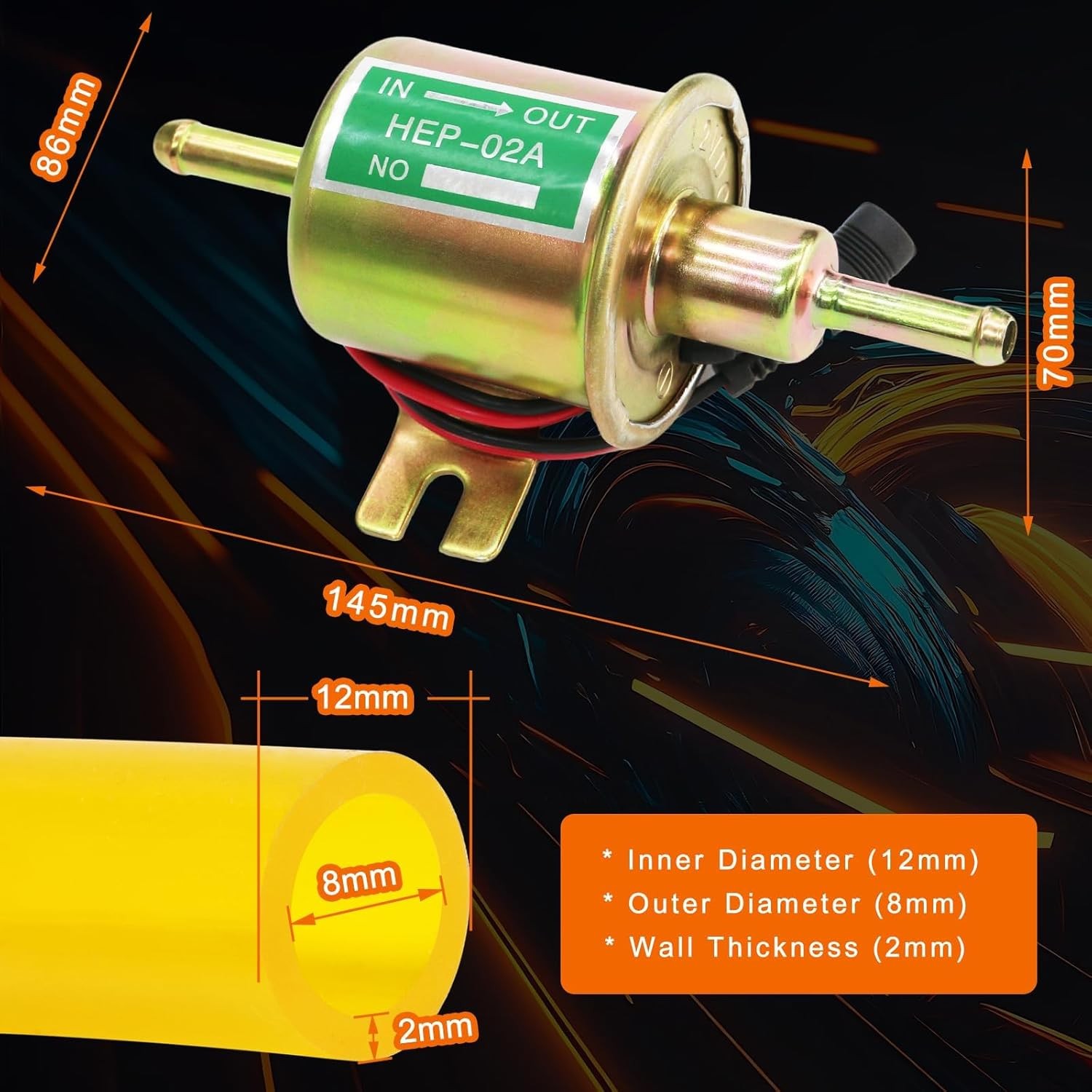 12V Fuel Transfer Pump Set, Gasoline Transfer Pump Kit, Electric Fuel Pump with