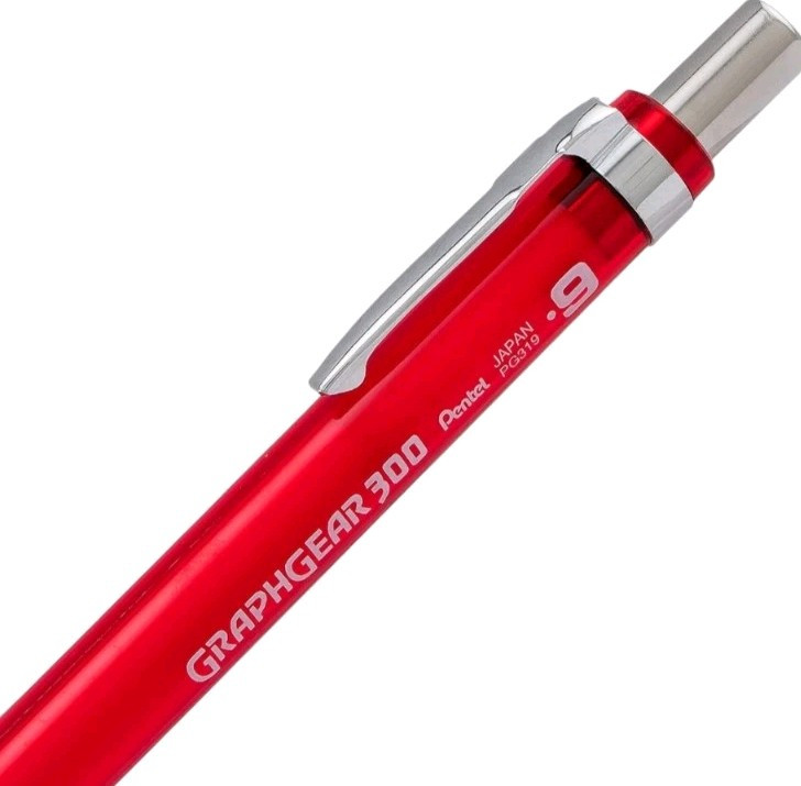 Pentel GraphGear 300 Mechanical Pencil (Red) 0.9 mm (Box of 9) PG319-TB